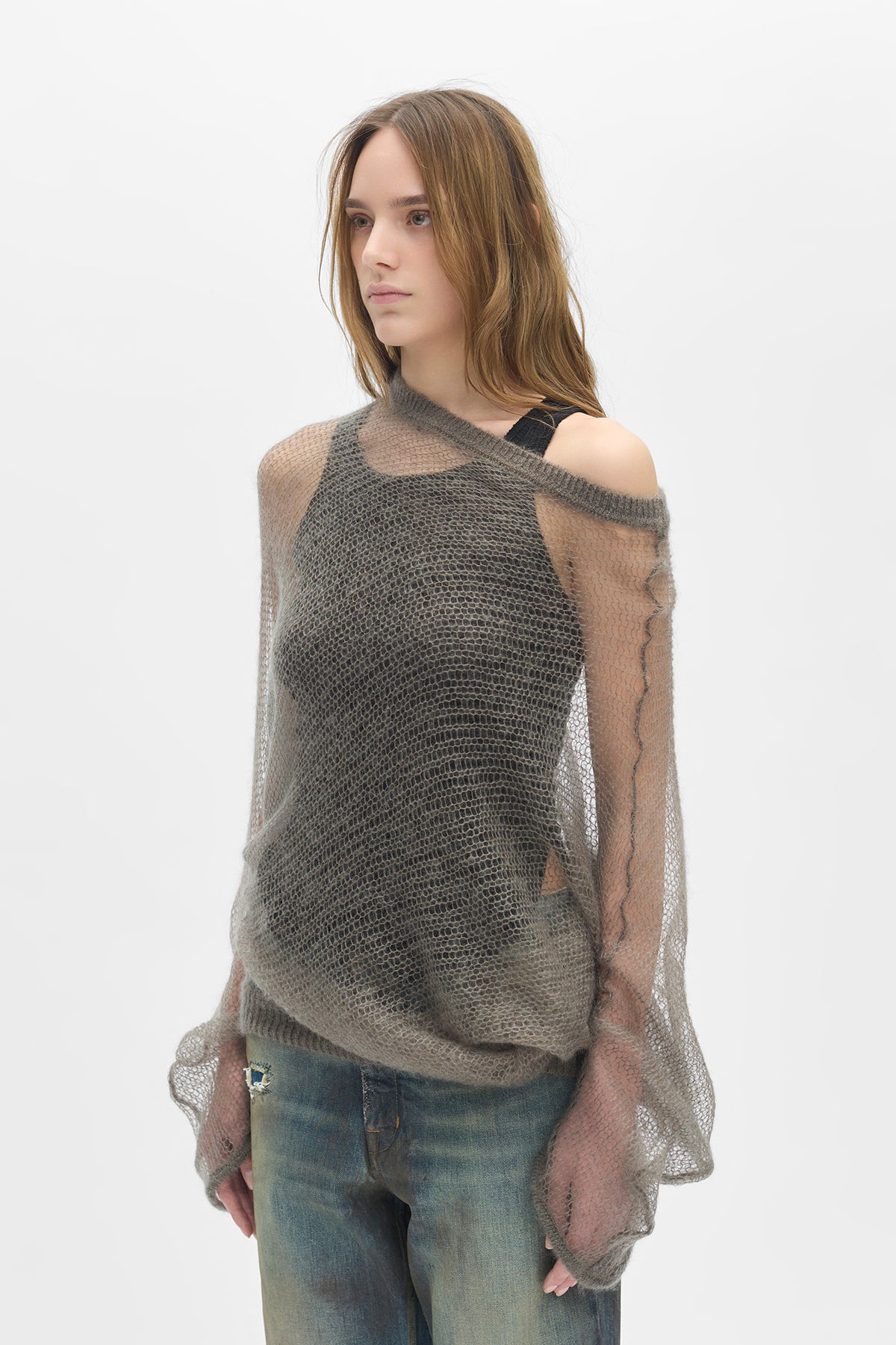 Dolfine Bias Cut Dropped Shoulder Sweater