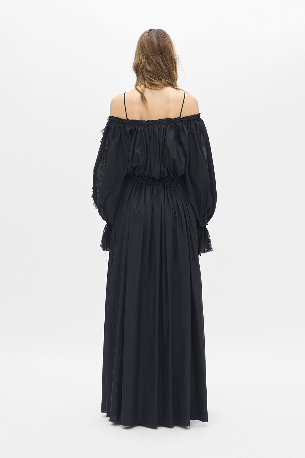 Meen Long Dress With Distressed Lace