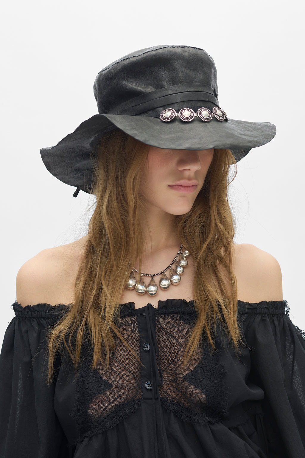 Meen Long Dress With Distressed Lace