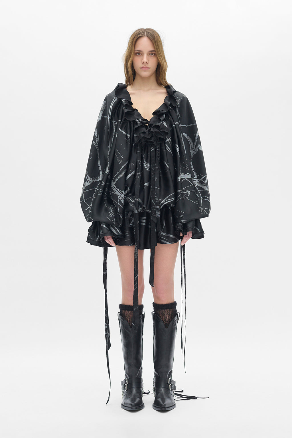 Bregje Ruffled Dress With Drawsting Dreamcatcher Print