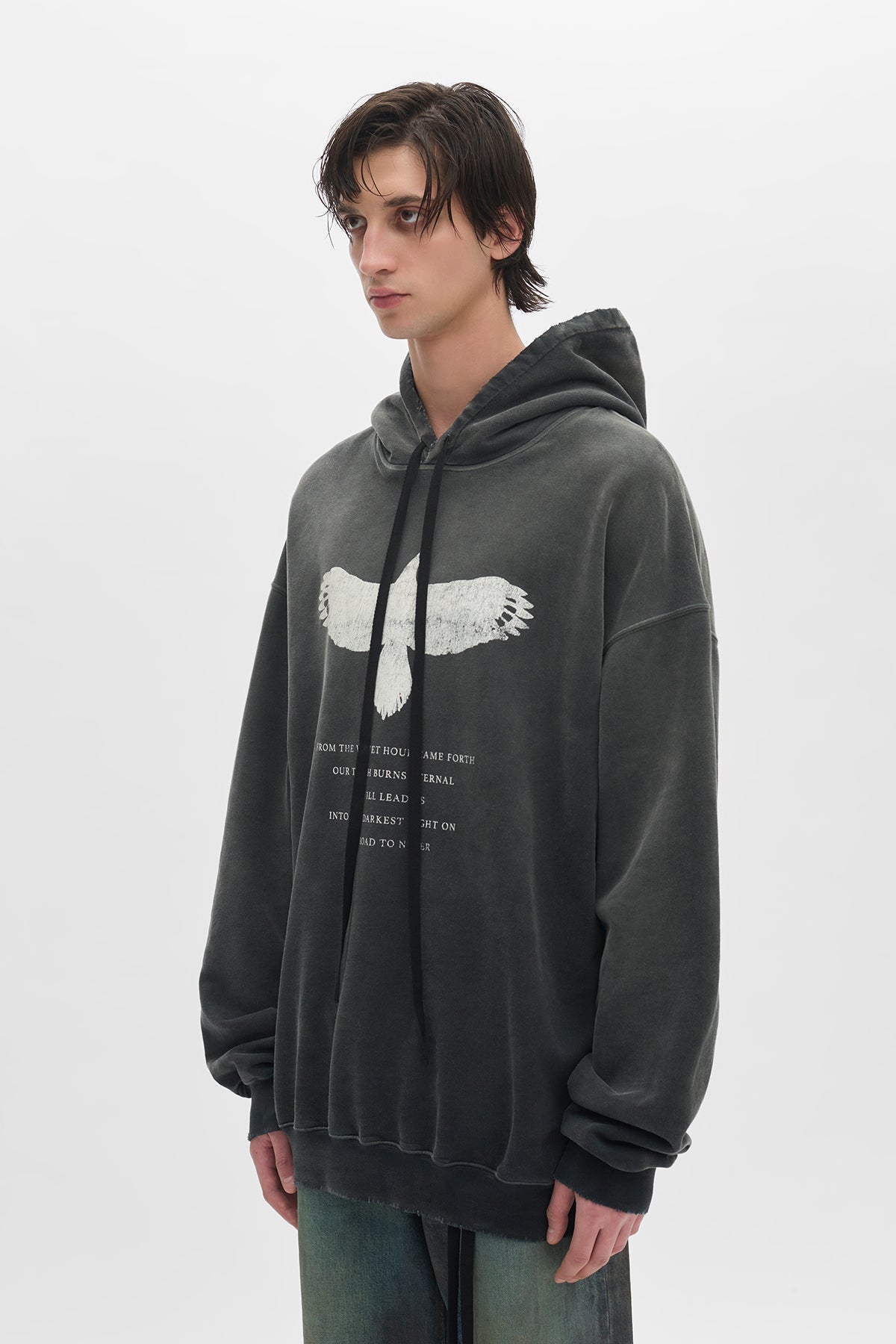 トップス ANN DEMEULEMEESTER hoodie design top Ann Demeulemeester Cotton Drawstring Hoodie | Black | FARFETCH