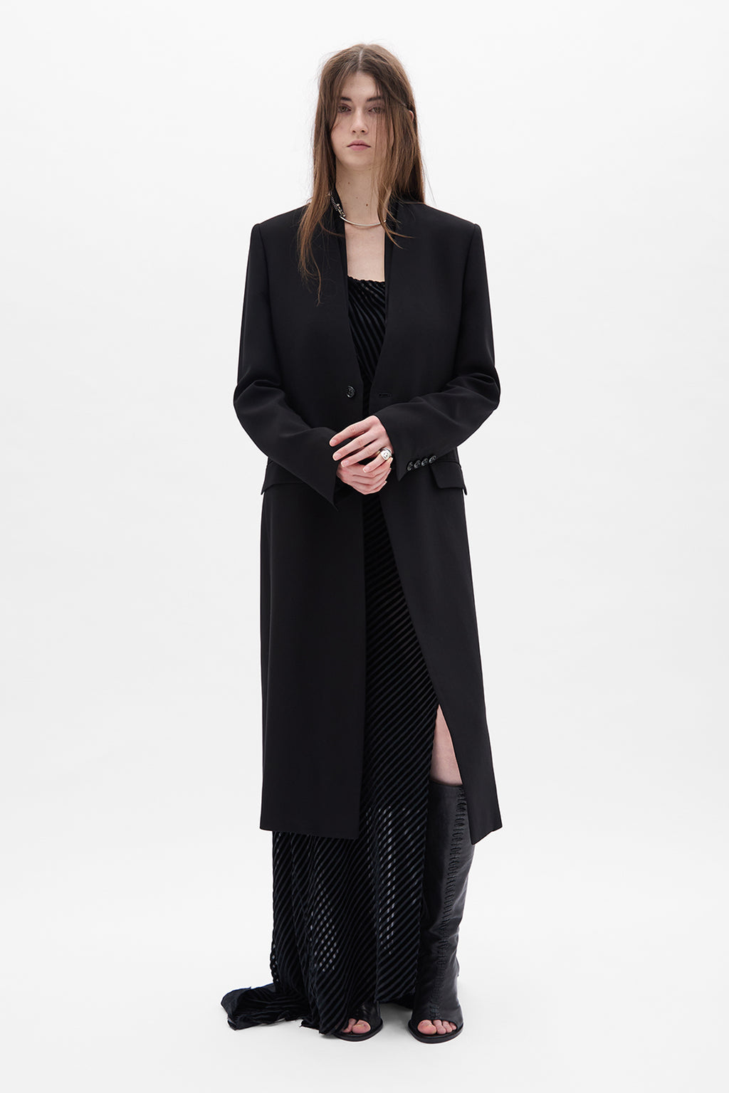 Manteau droit sans col Kaat 