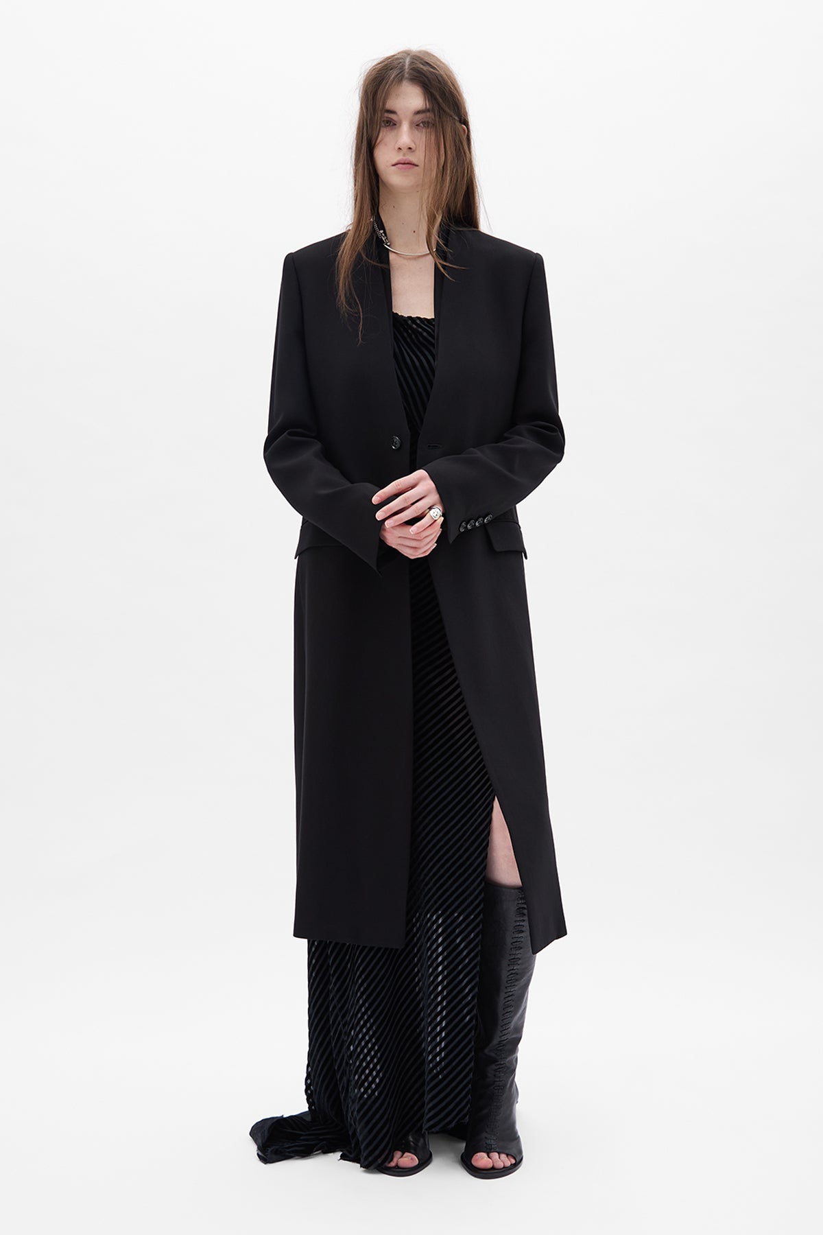 Manteau droit sans col Kaat 