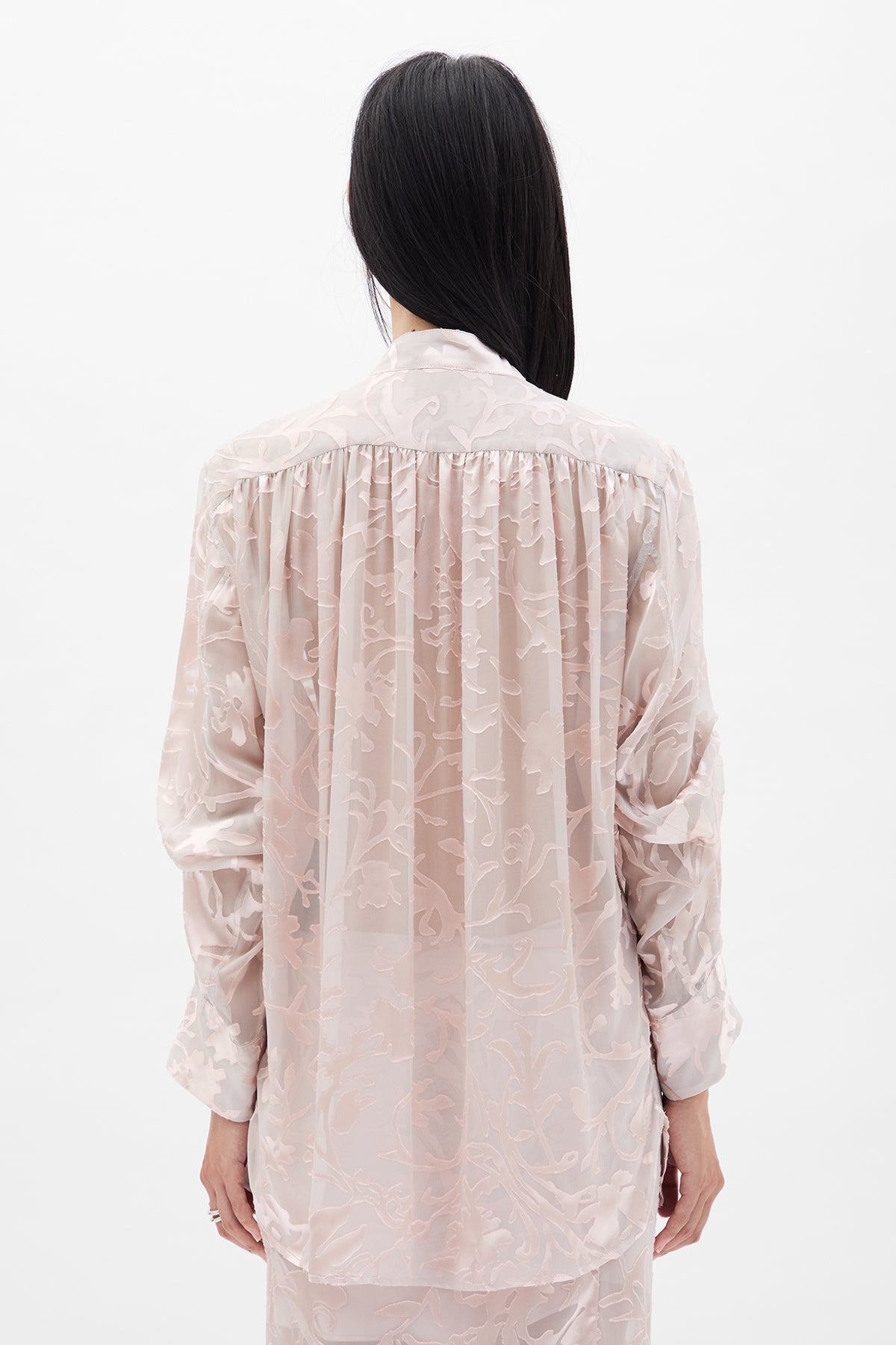 ANN DEMEULEMEESTER シルク　ストライプ タンクトップ 34 Dien Stand Collar Long Shirt – Ann Demeulemeester