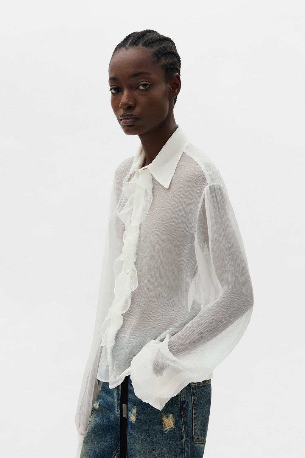 Erma Slim Fit Rüschenhemd 