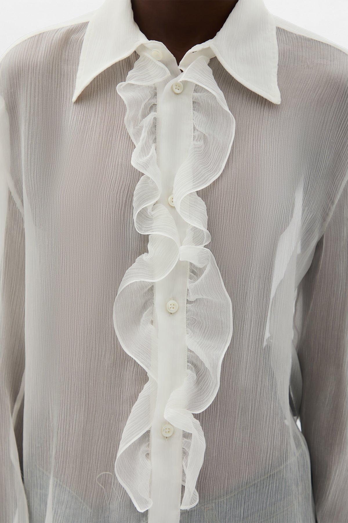 قميص إيرما رفيع ملائم مع كشكشة 