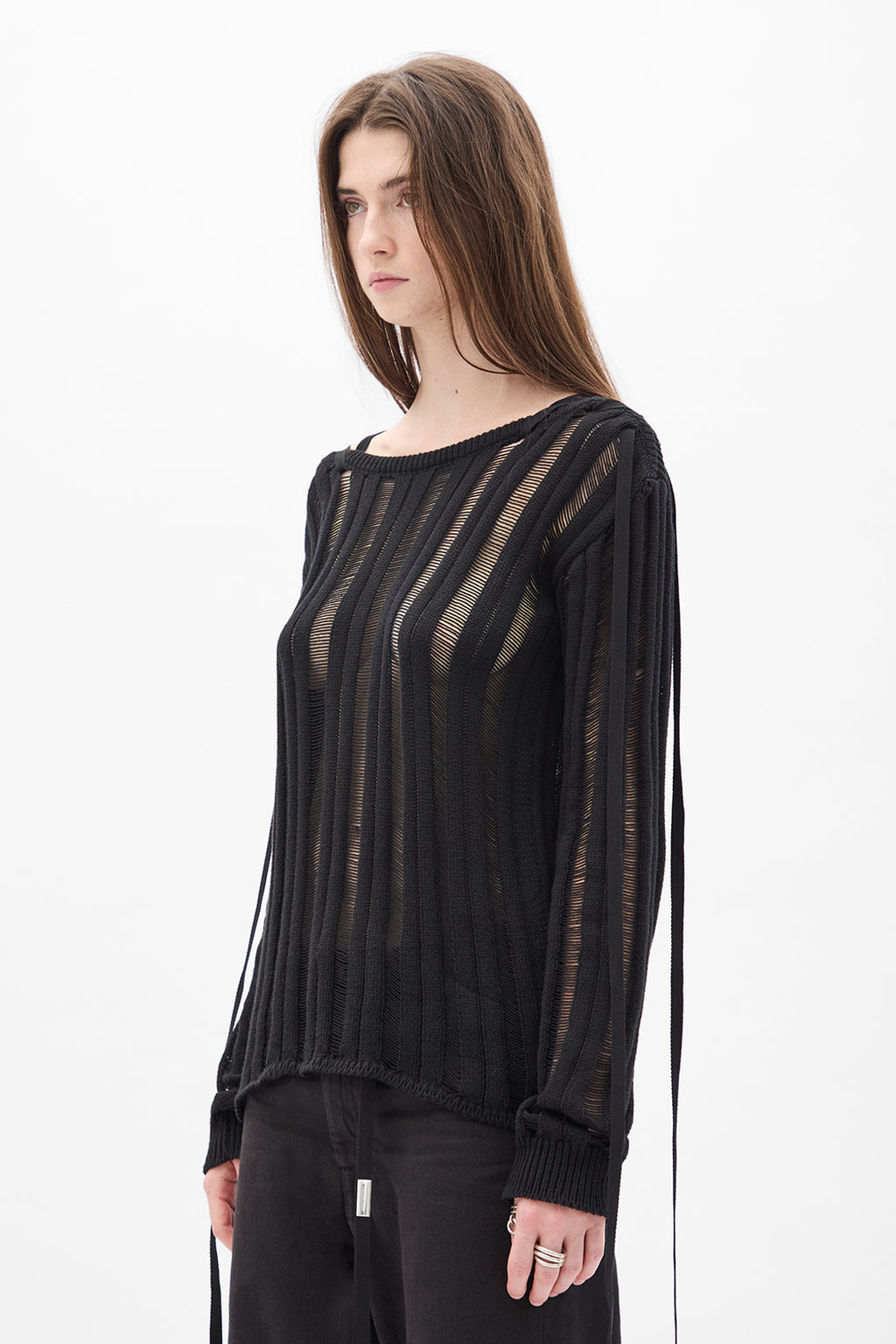 Pull court à mailles échelle Gala avec lacets 