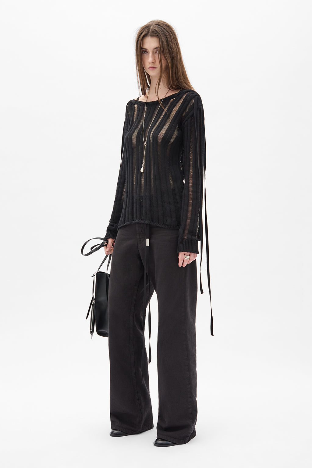 Pull court à mailles échelle Gala avec lacets 