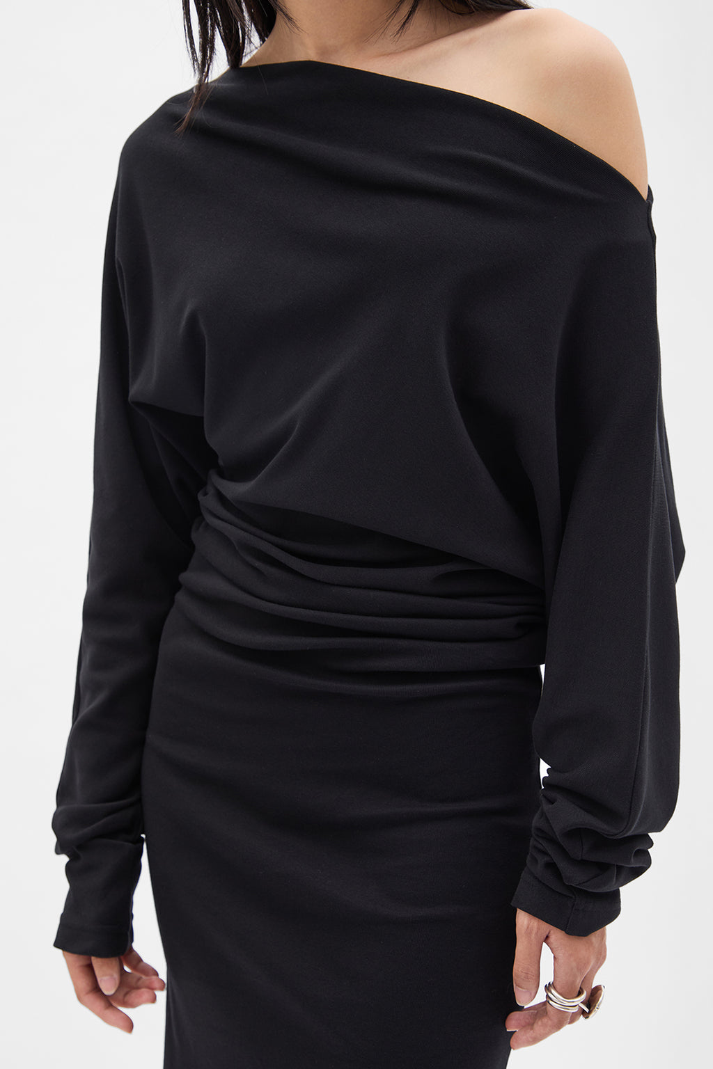 Bila Long Bias Cut Dropped Shoulder Dress