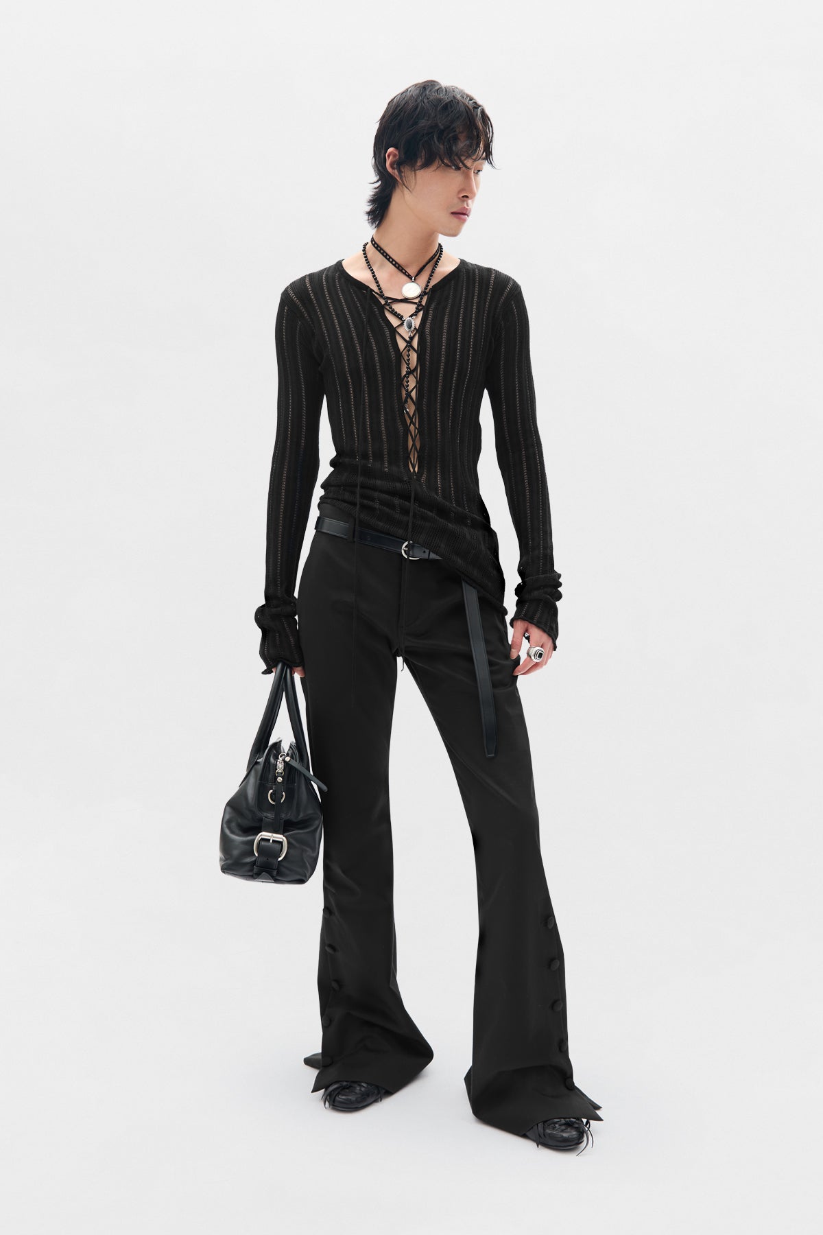 Kell Open Rib Schnürung Serafino Stricktop 