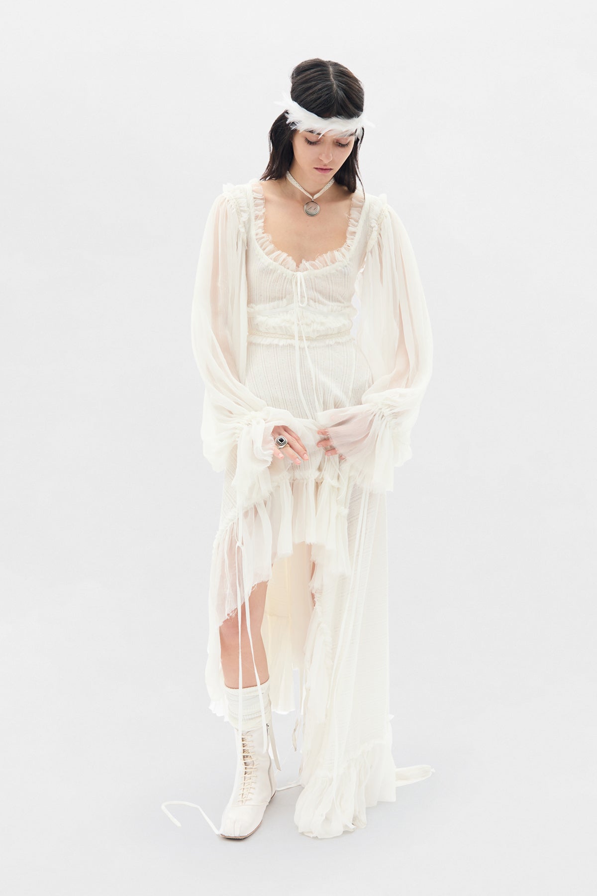 Gitiエンパイアウエストアシンメトリードレス 