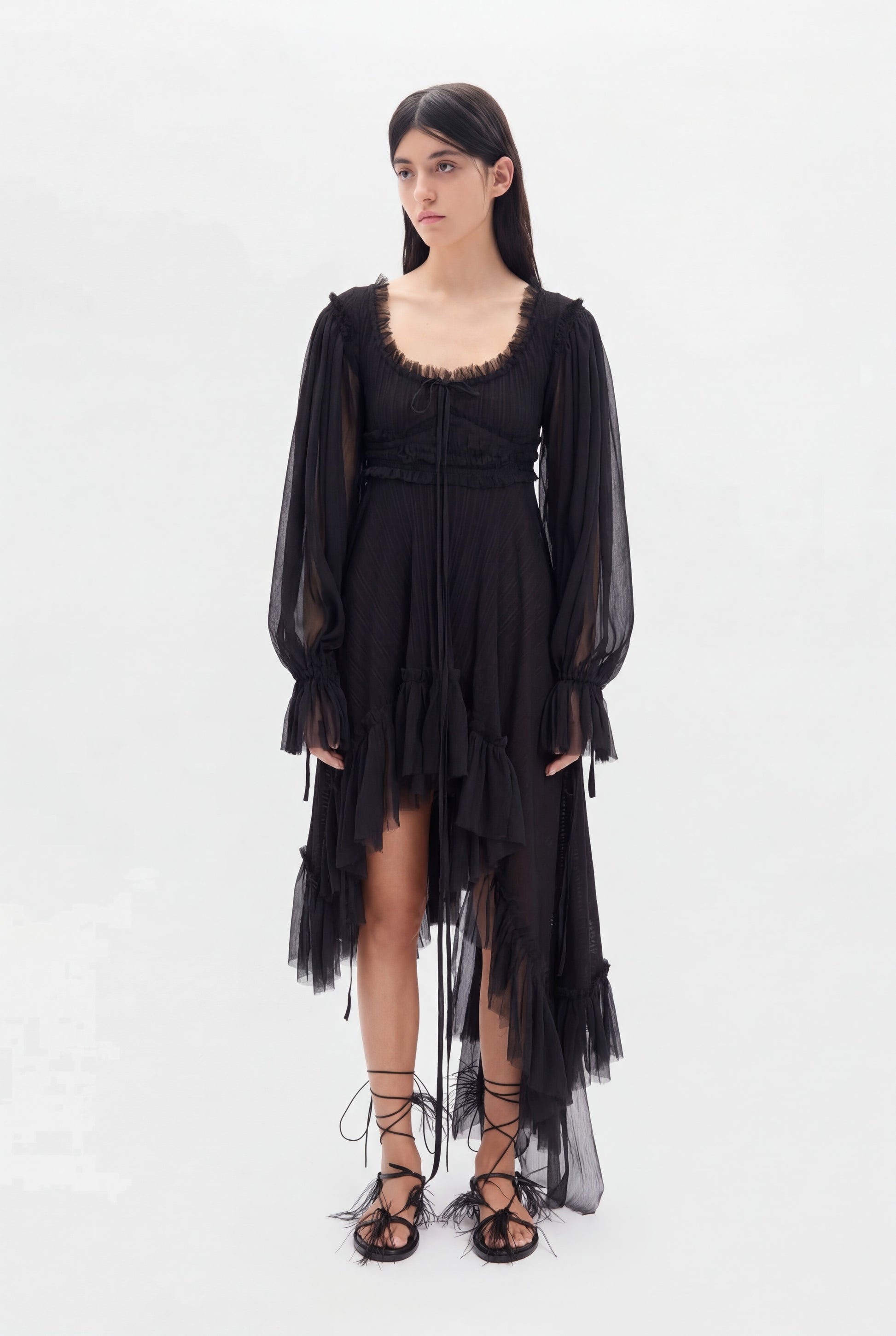 Robe asymétrique à taille empire Giti 