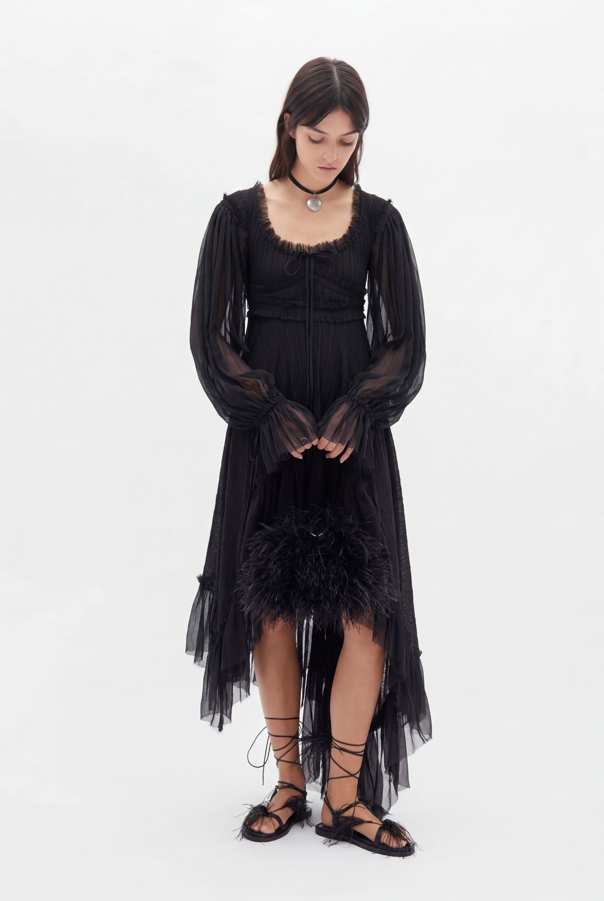 Robe asymétrique à taille empire Giti 