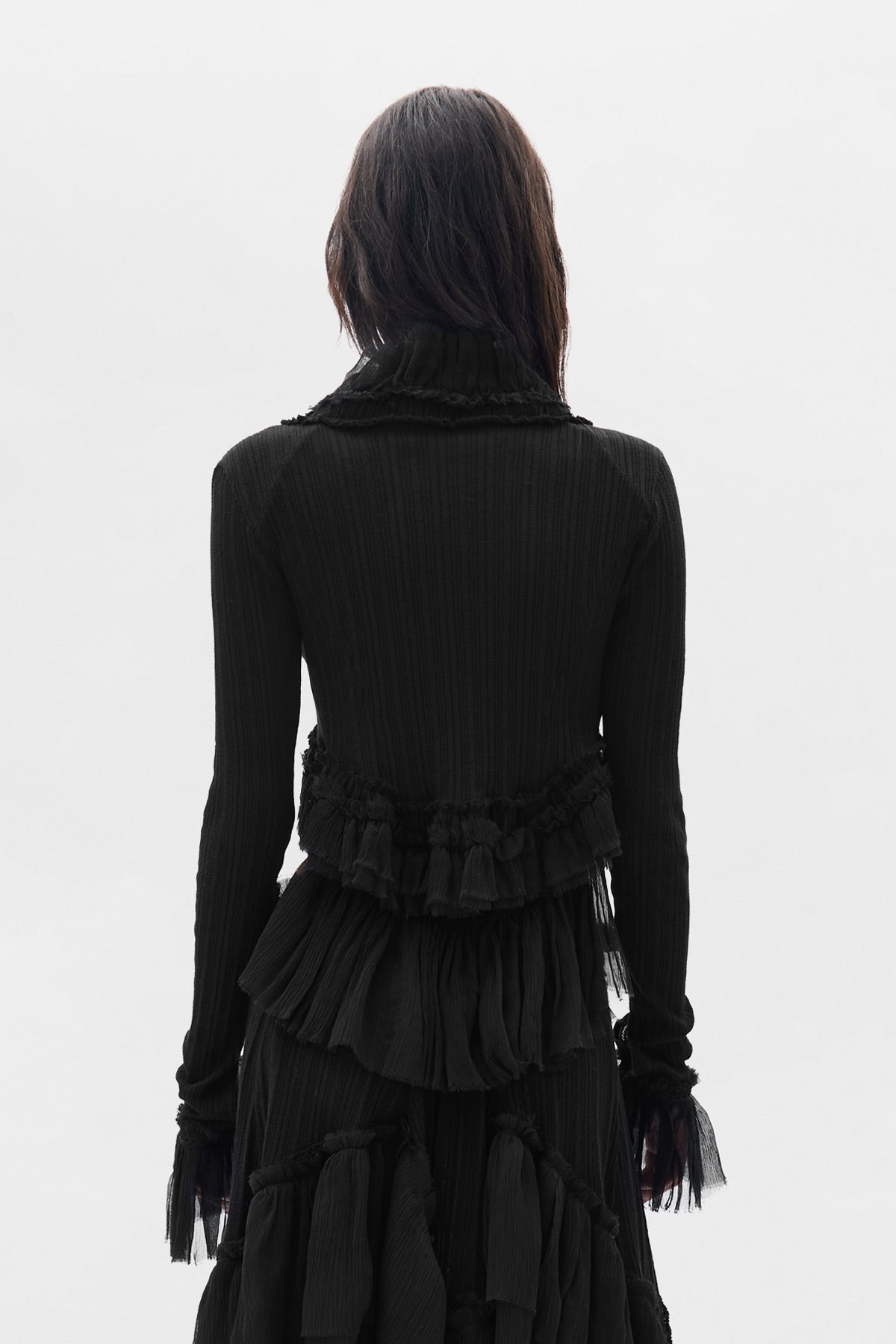 ANN DEMEULEMEESTER ドロップショルダーシルクジョーゼット 38 Jedi Long Sleeve Open Front Top – Ann Demeulemeester