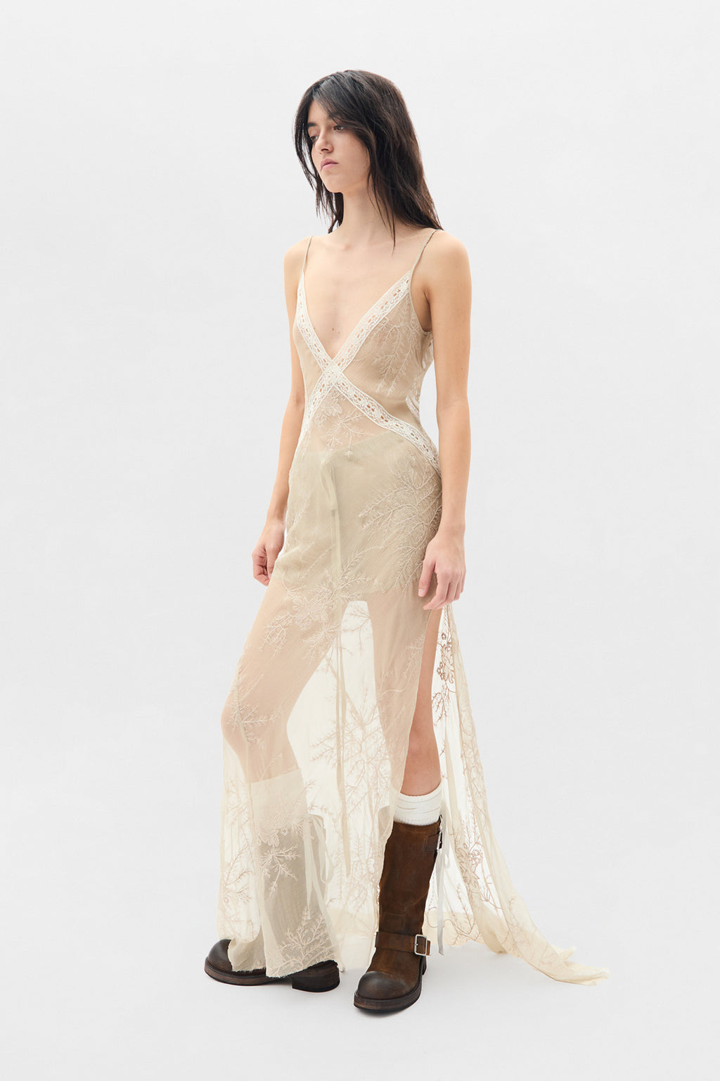 Lala X-Long Bias Dress with Lace Detail