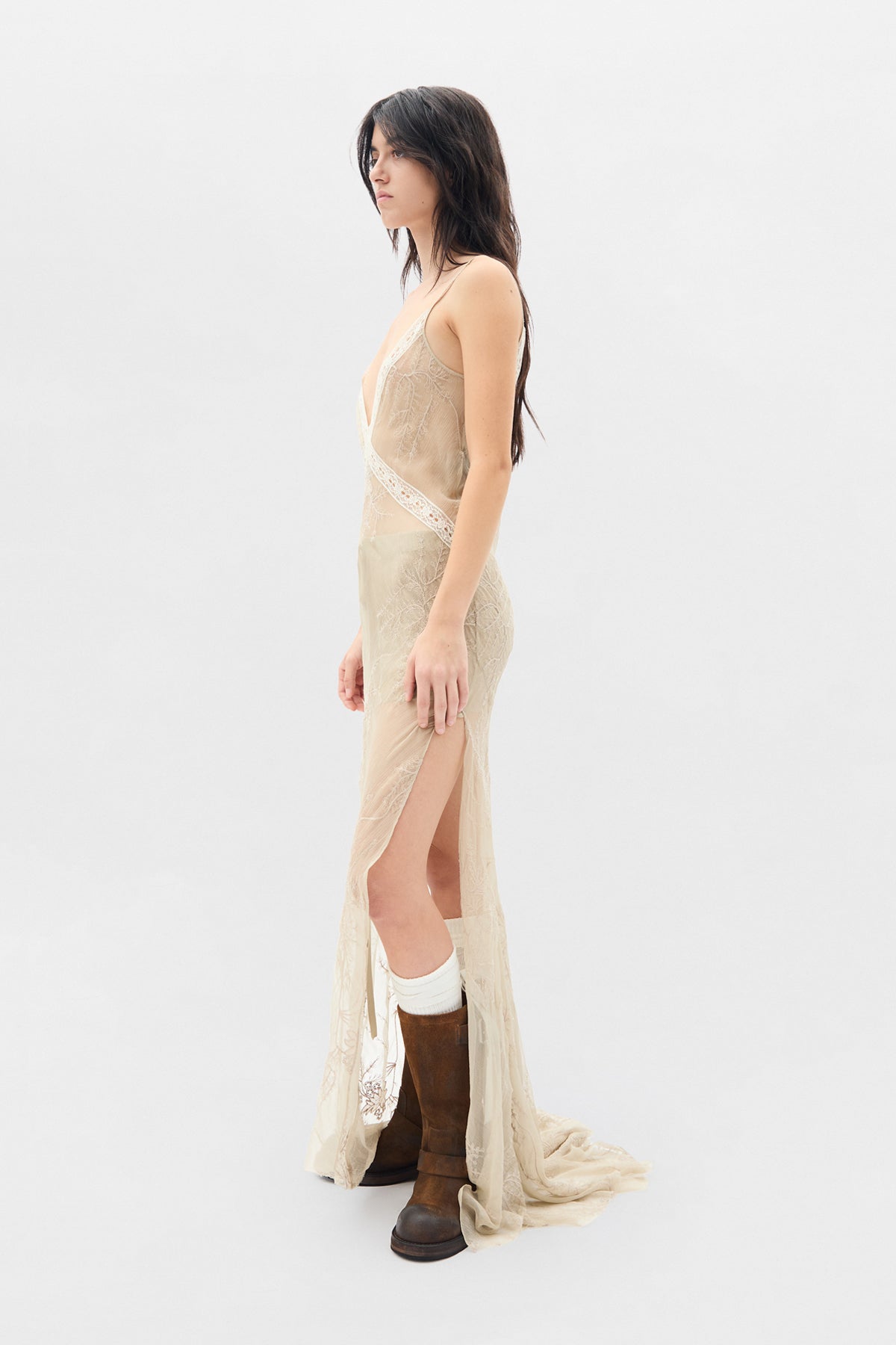 Lala X-Long Bias Dress with Lace Detail