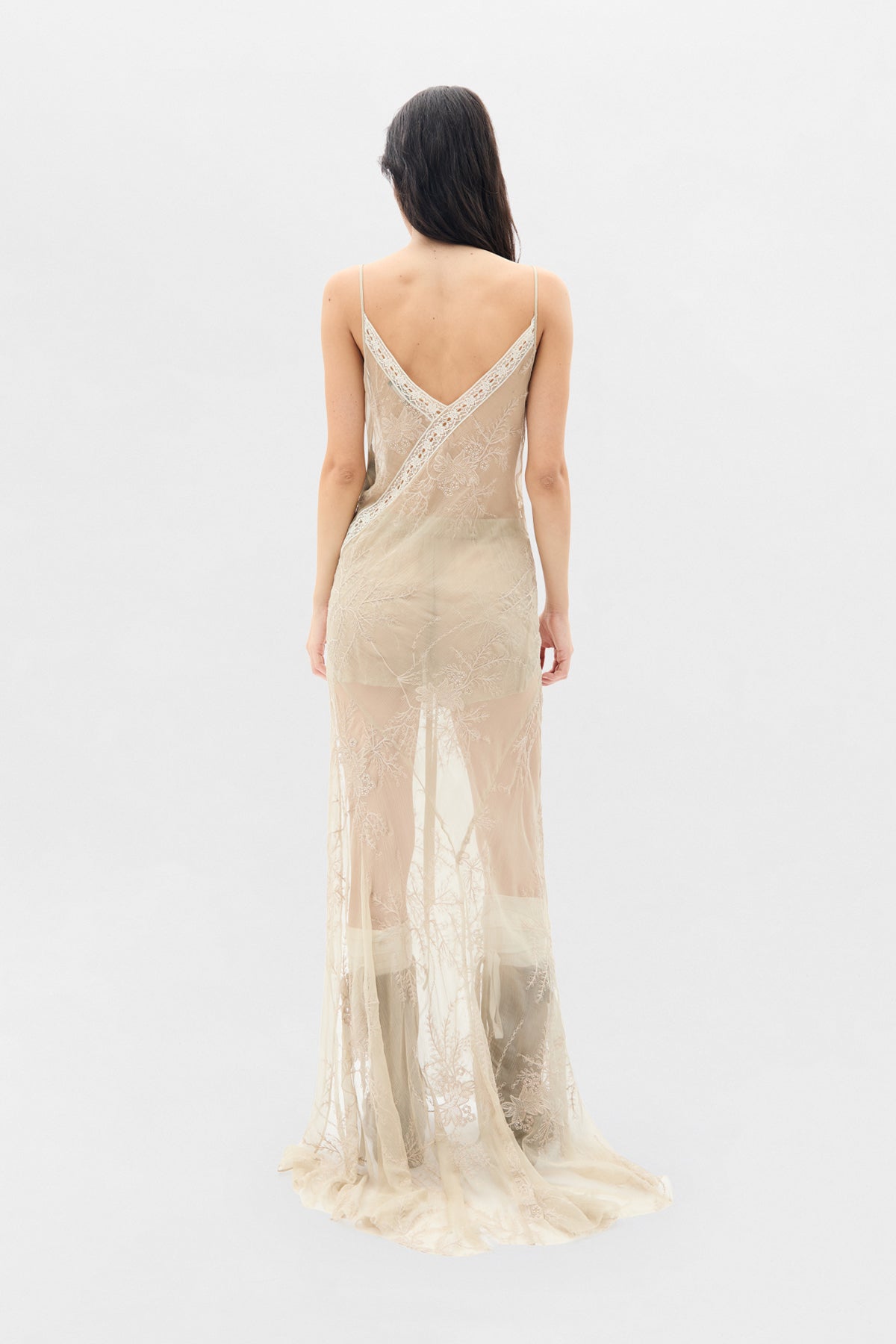 Lala X-Long Bias Dress with Lace Detail Ann Demeulemeester Lala X-Long Bias Dress with Lace Detail Ann Demeulemeester