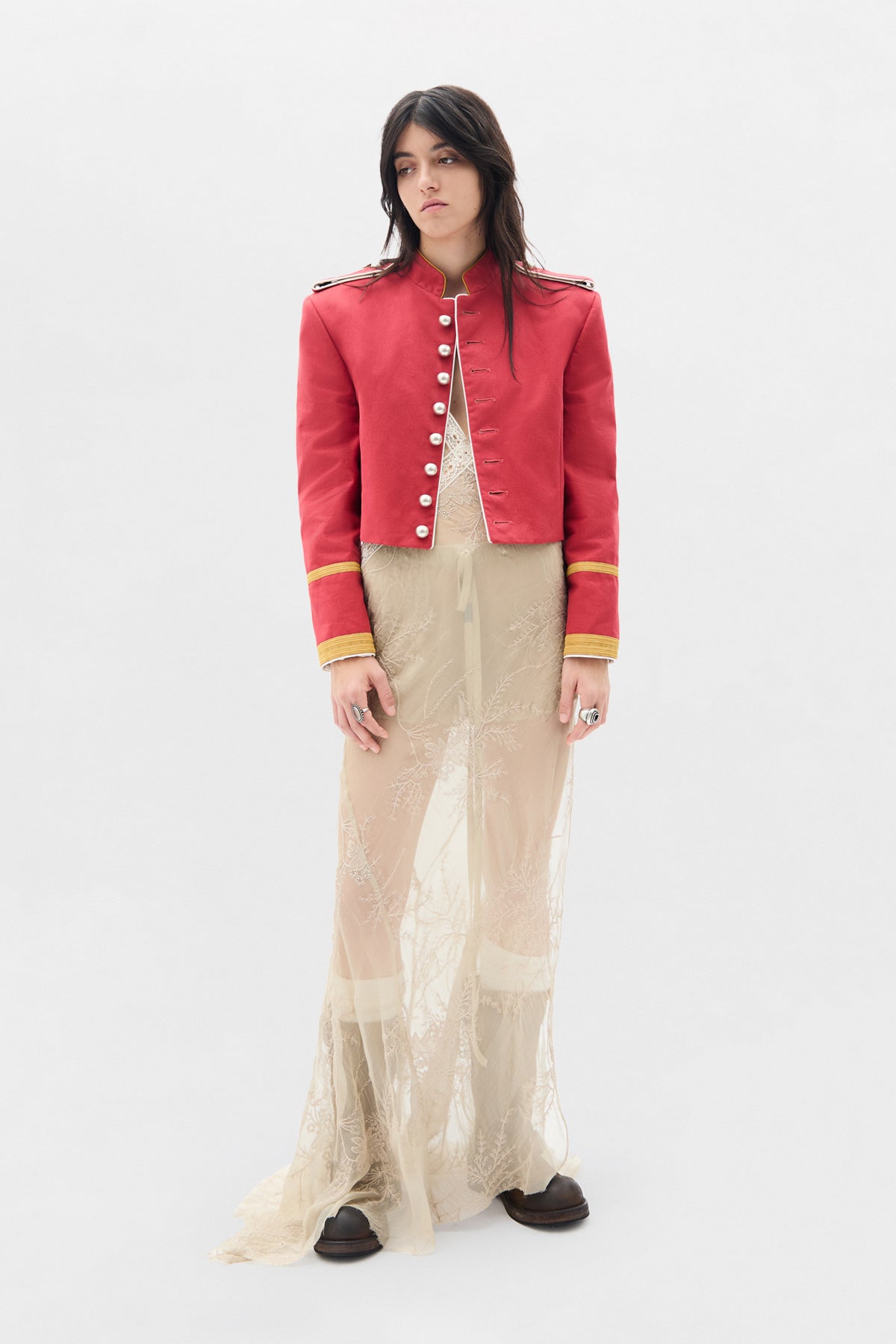 lala lace dress Lala X-Long Bias Dress with Lace Detail Ann Demeulemeester