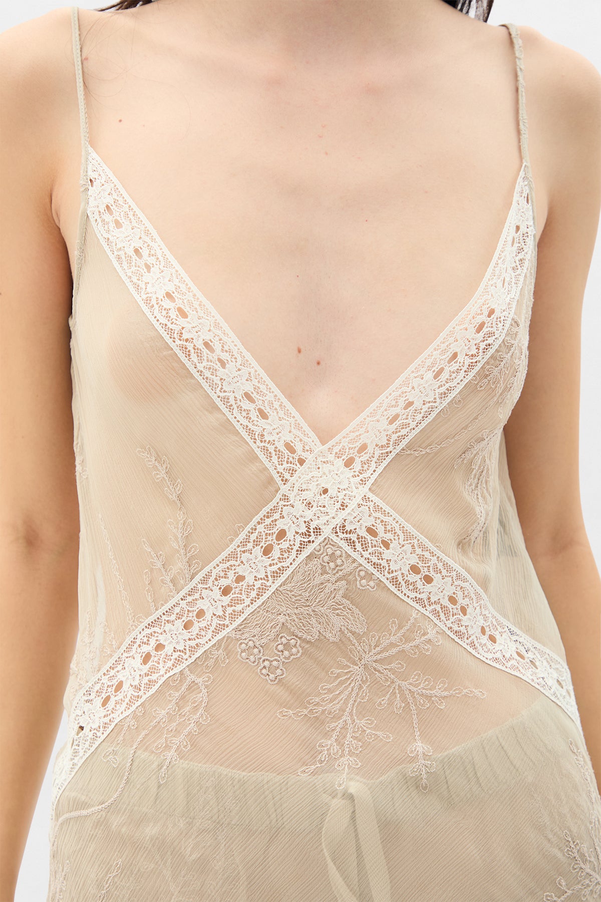 Lala X-Long Bias Dress with Lace Detail Ann Demeulemeester Lala X-Long Bias Dress with Lace Detail Ann Demeulemeester