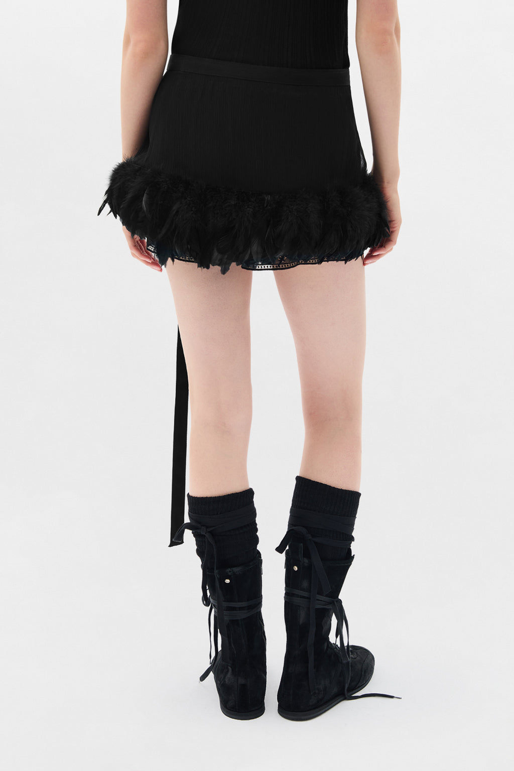 Avar Fluid Apron With Feathers