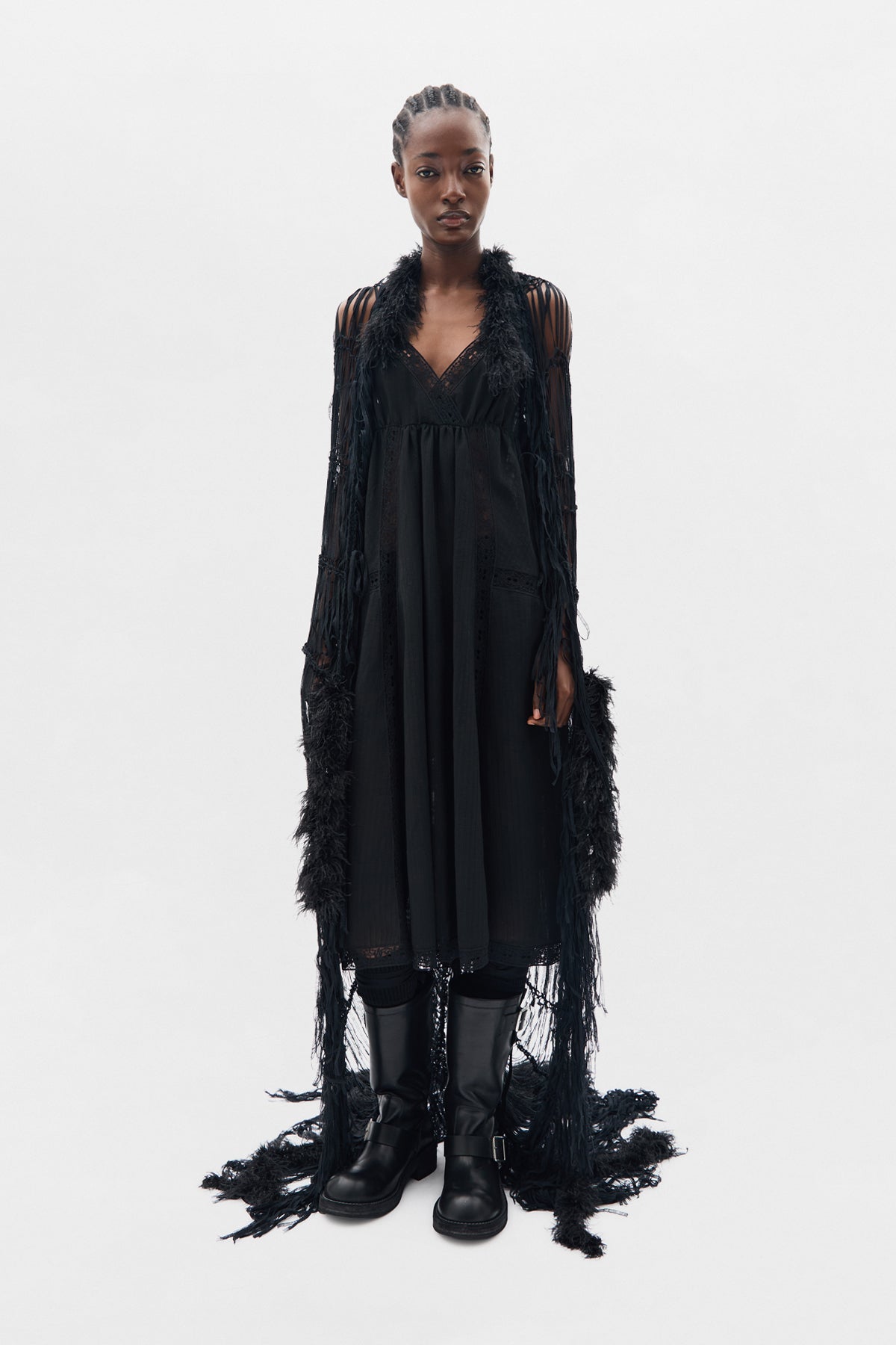 アンドゥムルメステール 19AW SCARF NET CORD ストール 黒 アン・ドゥムルメステール Ann Demeulemeester ANNO SCARF （Black