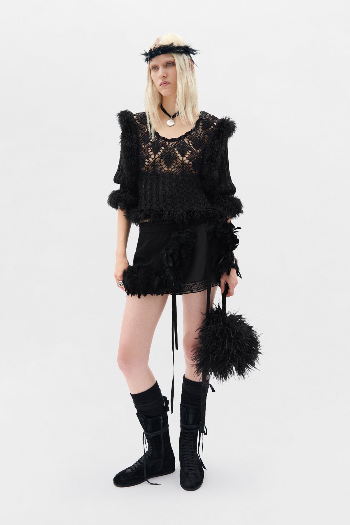 Avar Fluid Apron With Feathers