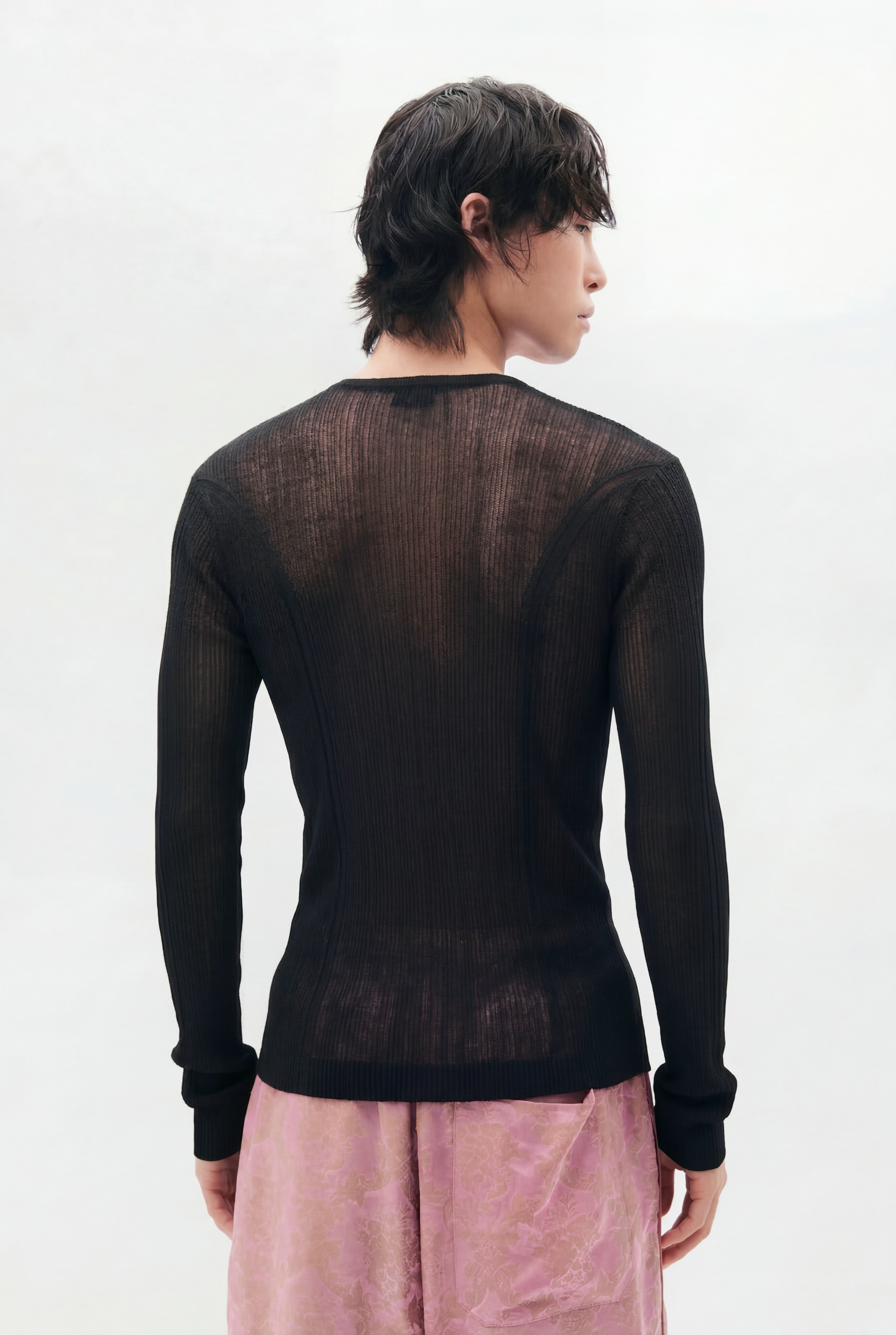 Bori Creponette Rib Fitted Serafino Knit Top – Ann Demeulemeester