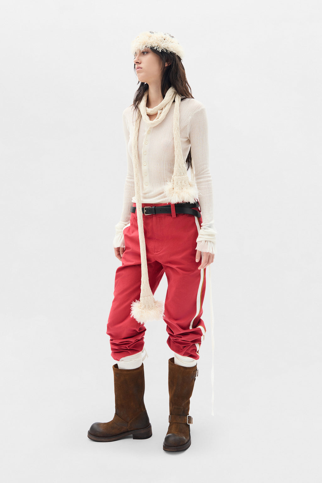 Miep Creponette Rib Fitted Serafino Knit Top