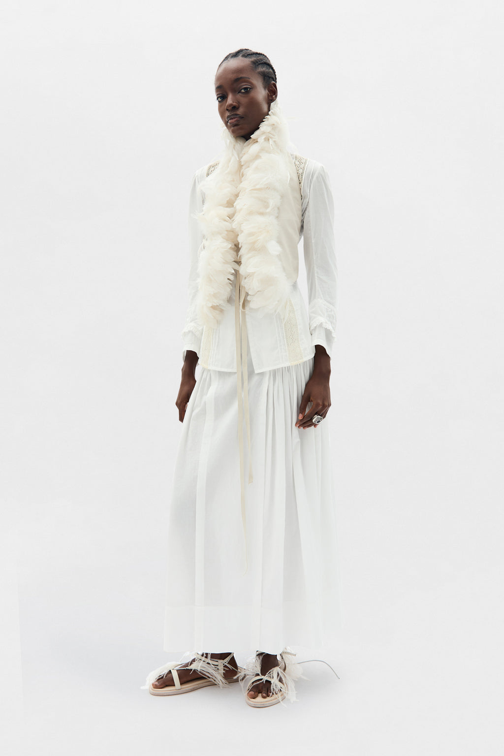 Chemise ouverte Lidy avec rubans en dentelle 