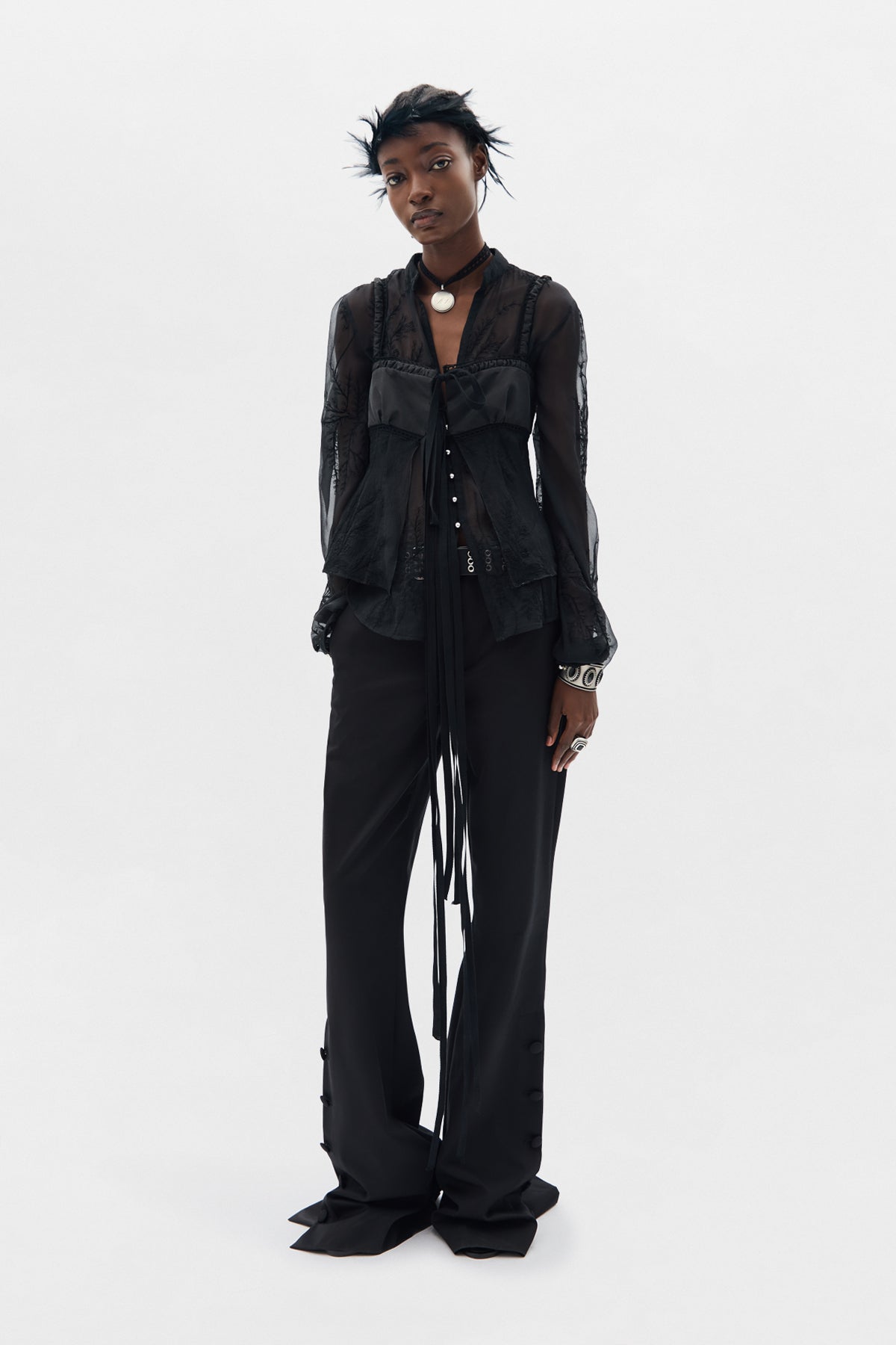 قميص ريا المفتوح من الأمام 