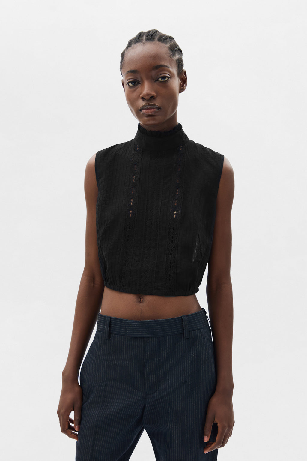 Bee High Neck Cropped Top
