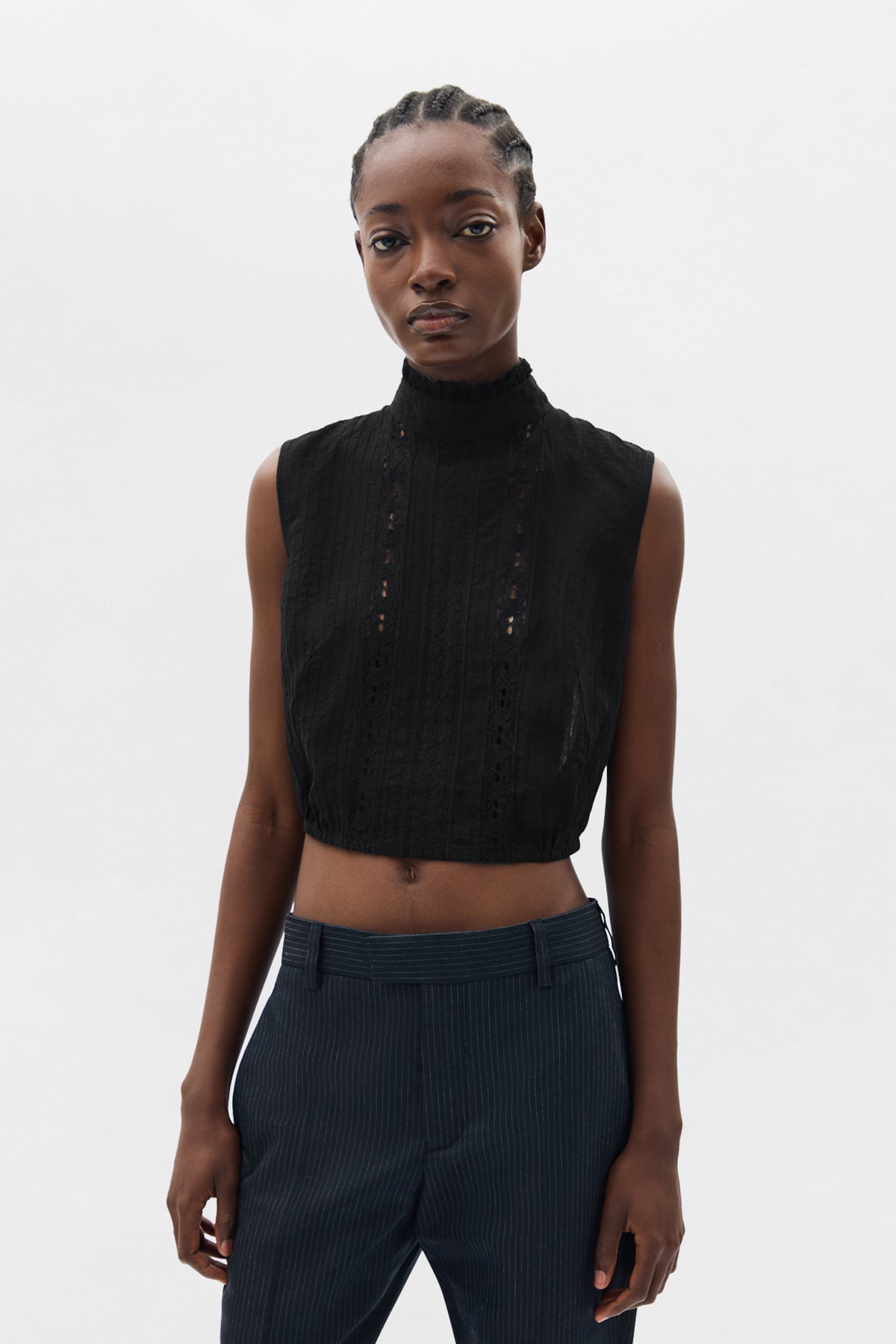 Bee High Neck Cropped Top