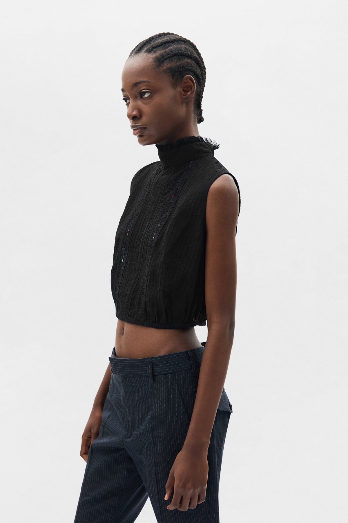 Bee High Neck Cropped Top