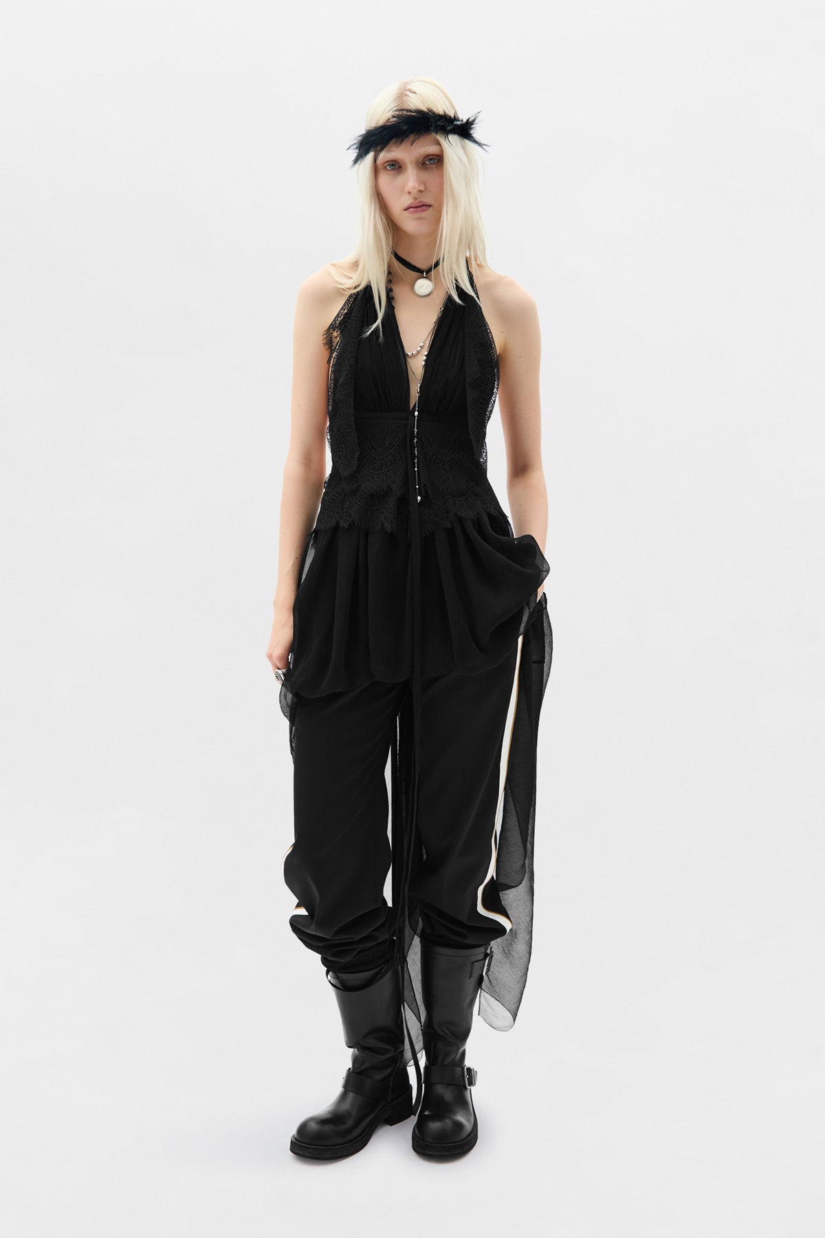 Dory Asymmetric Panel Top with Lace