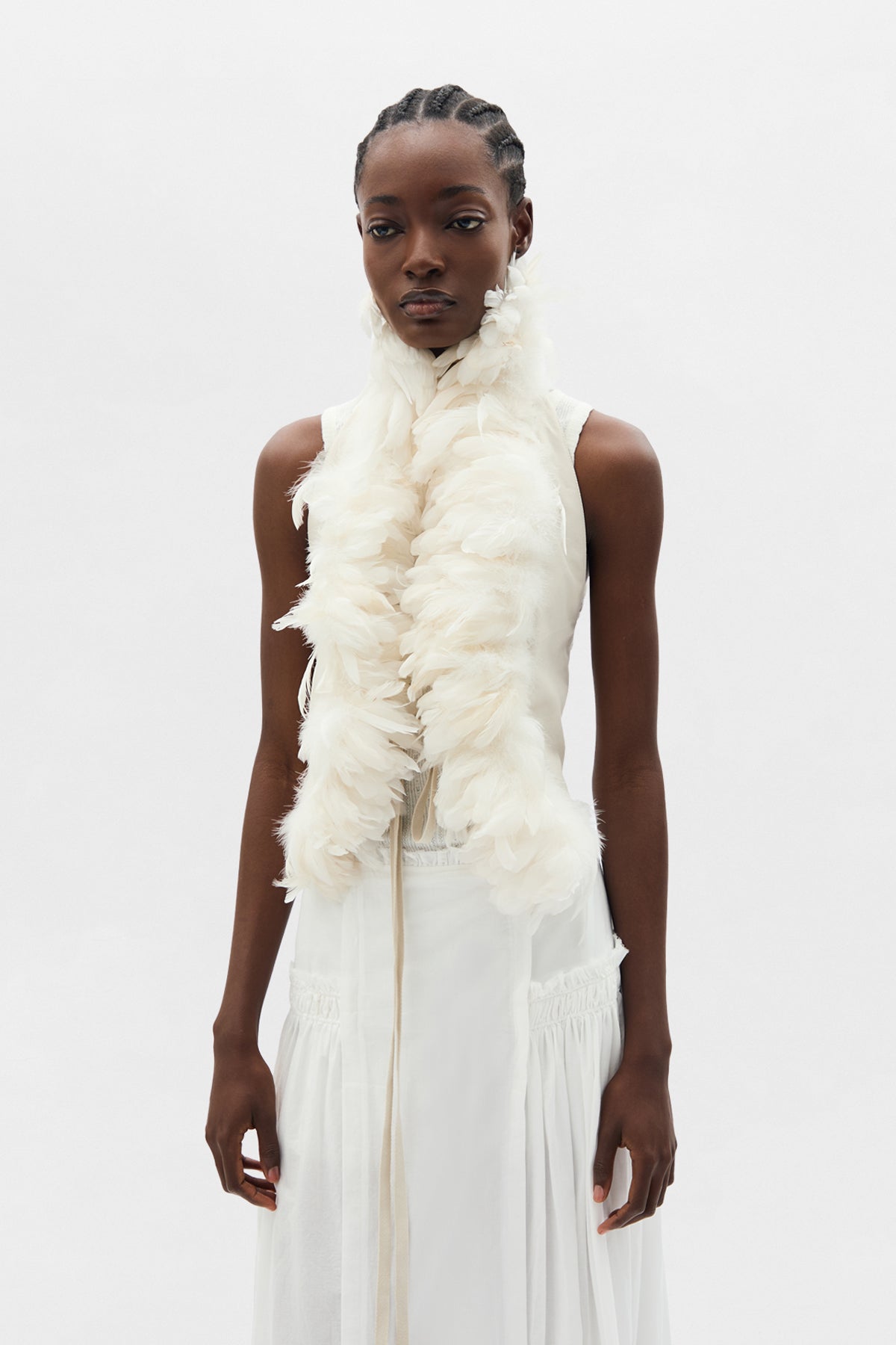 Idje Open Waistcoat with Feathers