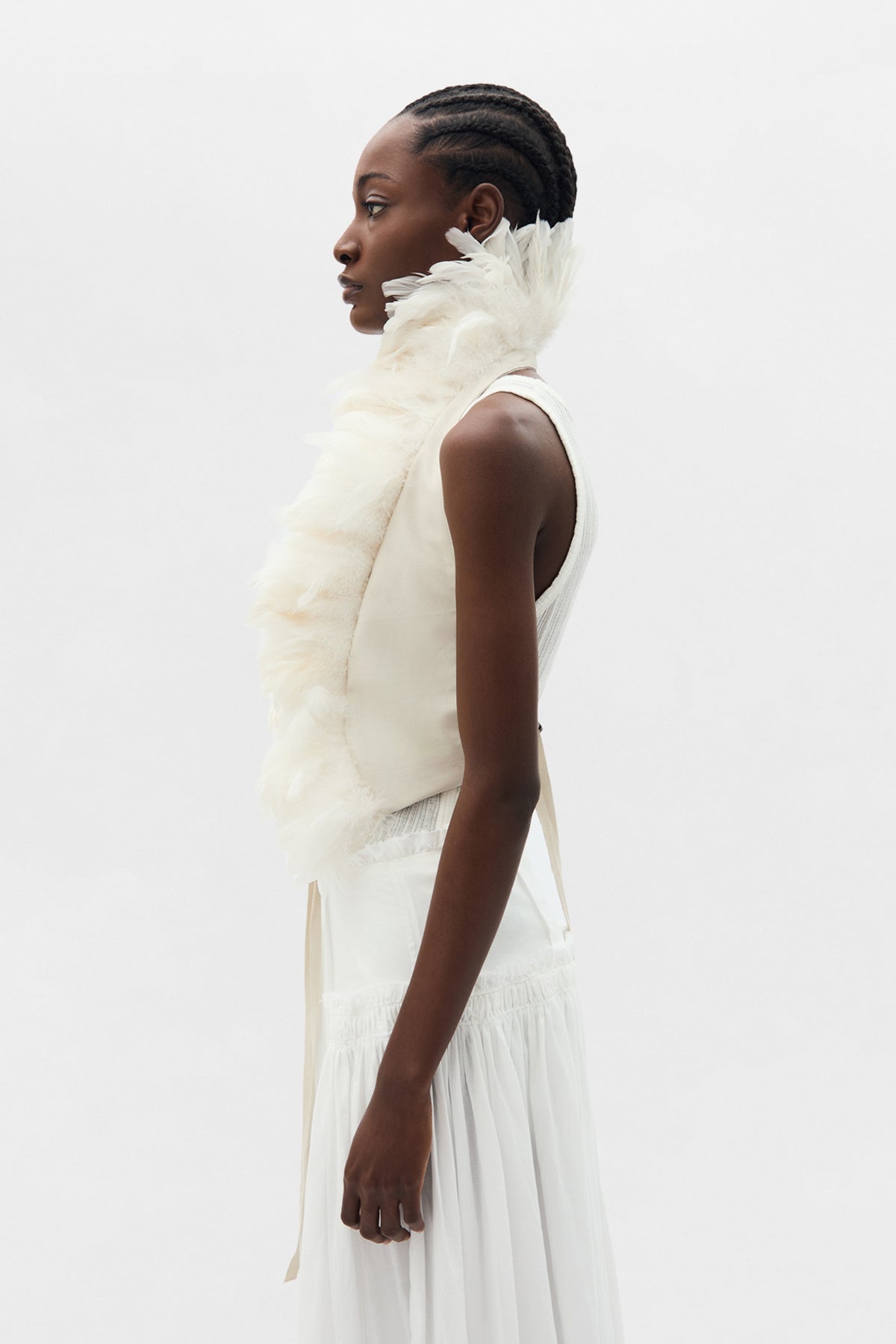 Idje Open Waistcoat with Feathers