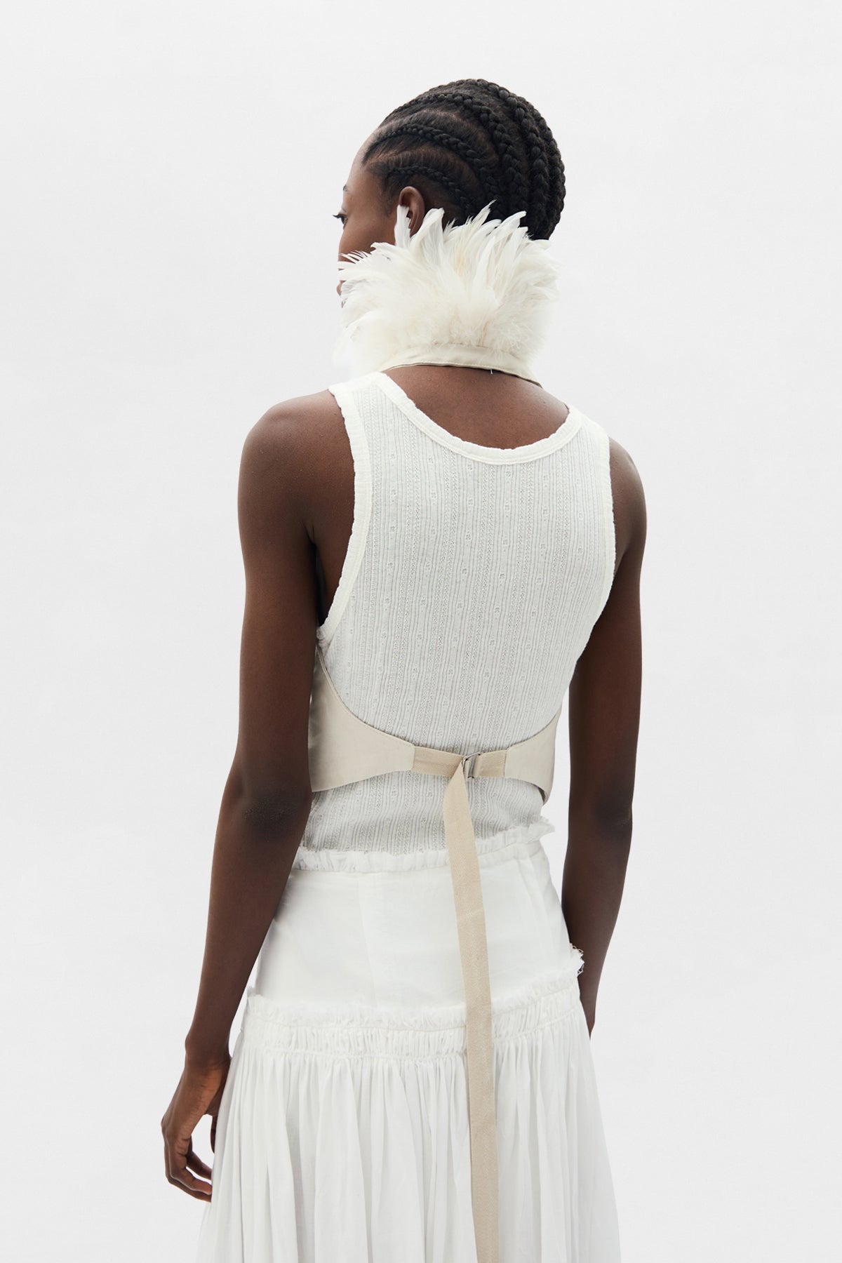 Idje Open Waistcoat with Feathers