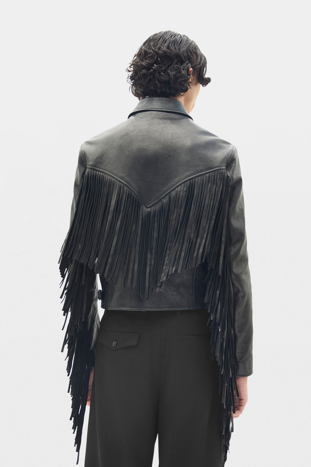 Karlo Slim Fit Zipped Biker With Fringes