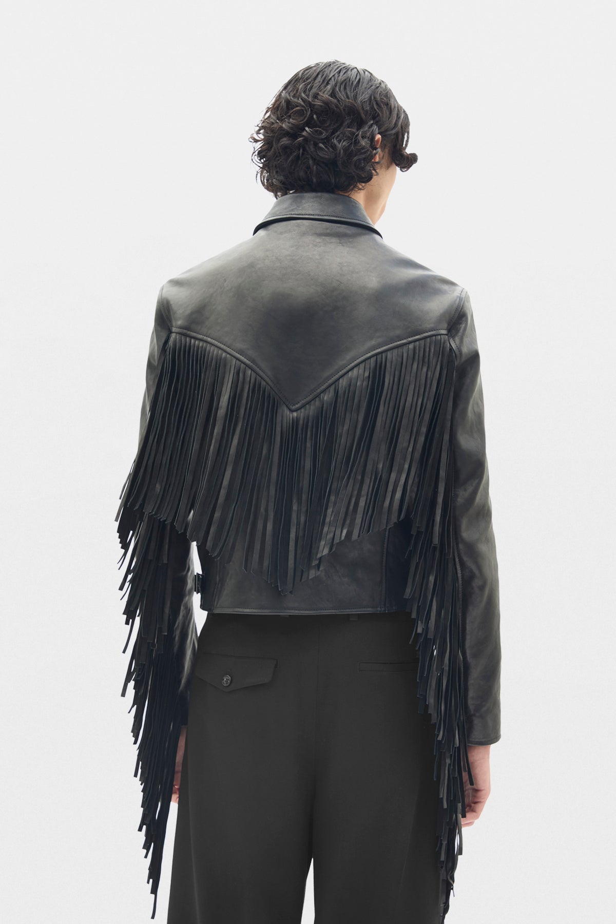 Karlo Slim Fit Zipped Biker With Fringes