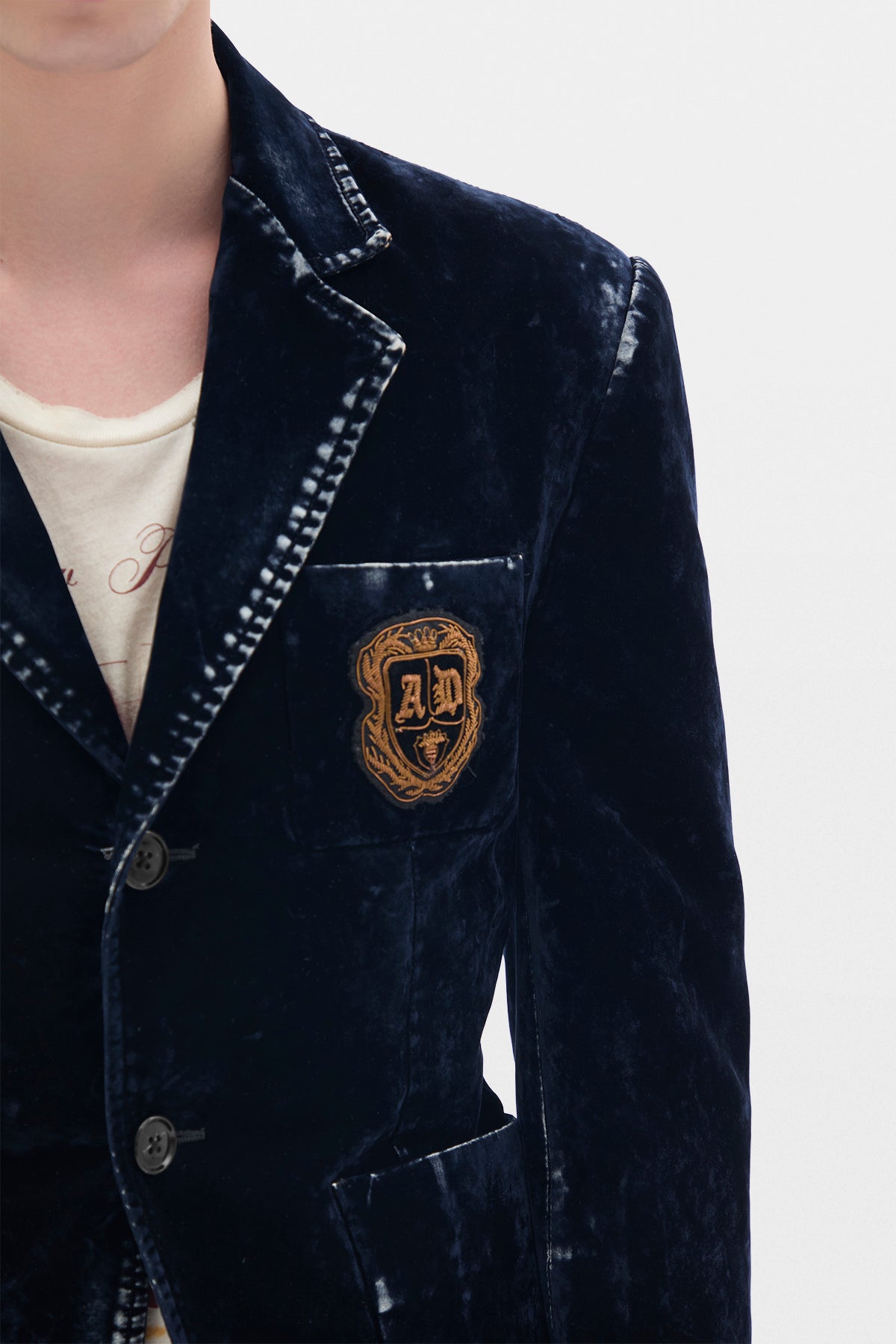 Peton Dekonstruierter Slim Fit Blazer mit gesticktem Emblem 