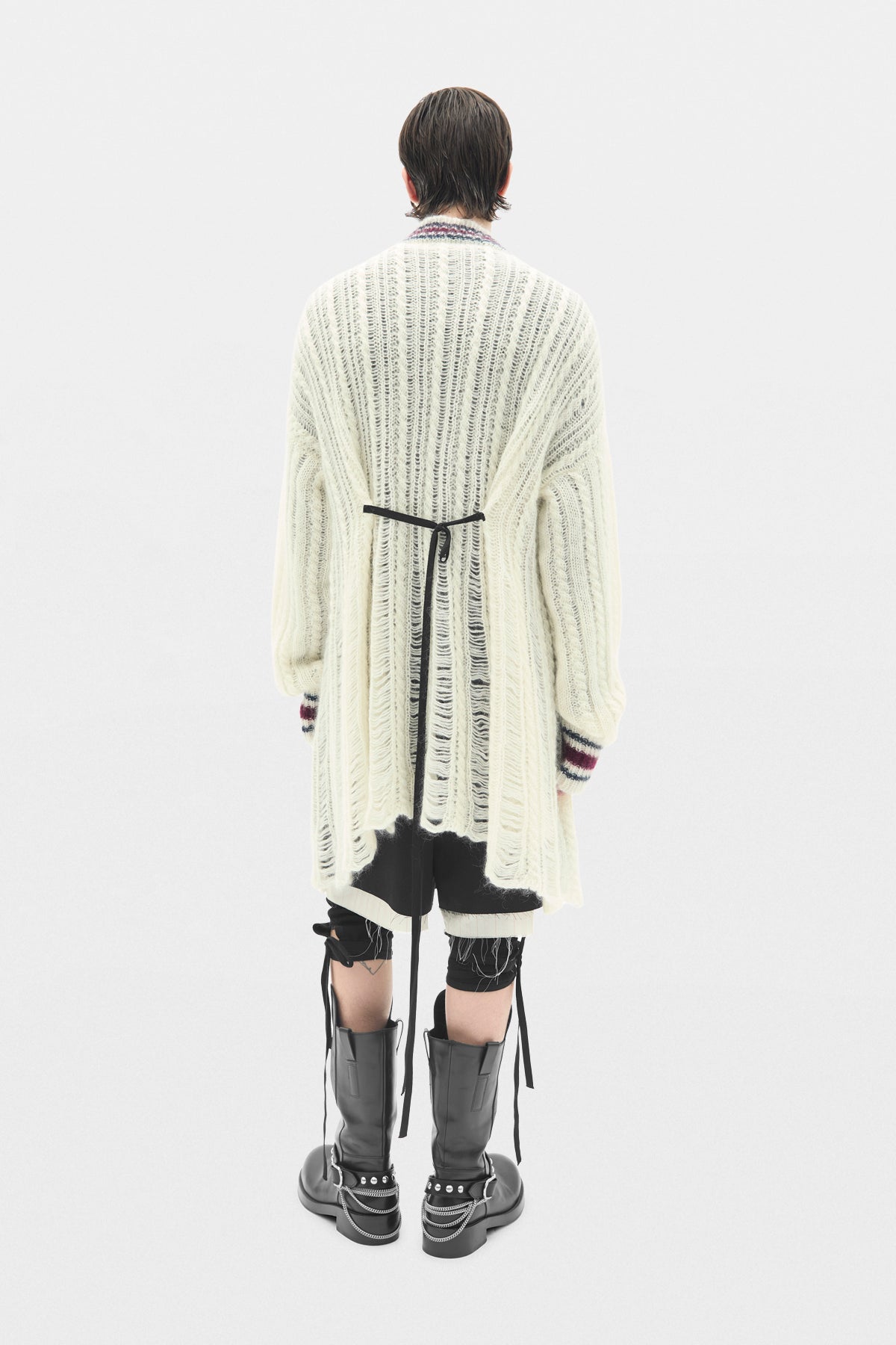 Cardigan Ulver en maille torsadée avec point d'échelle haute confort 