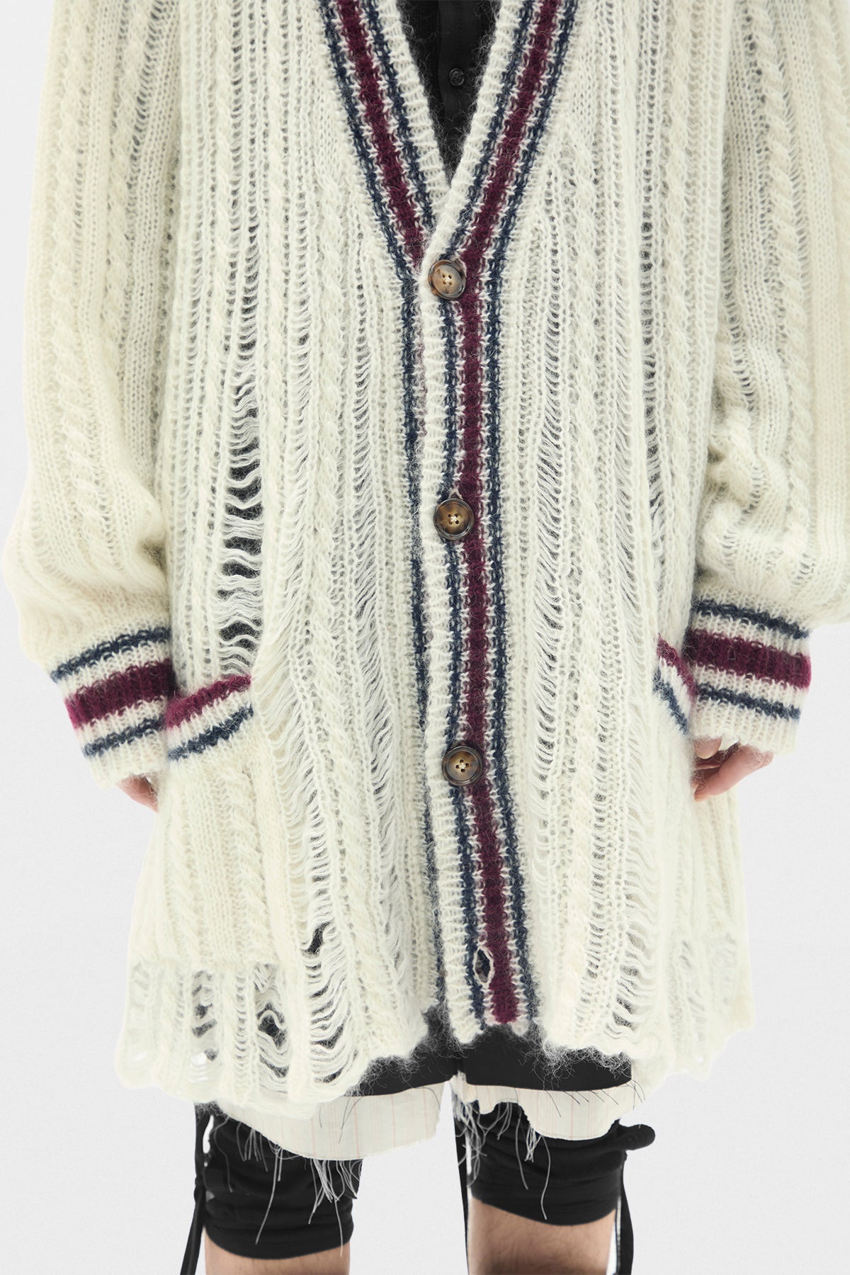 Cardigan Ulver en maille torsadée avec point d'échelle haute confort 