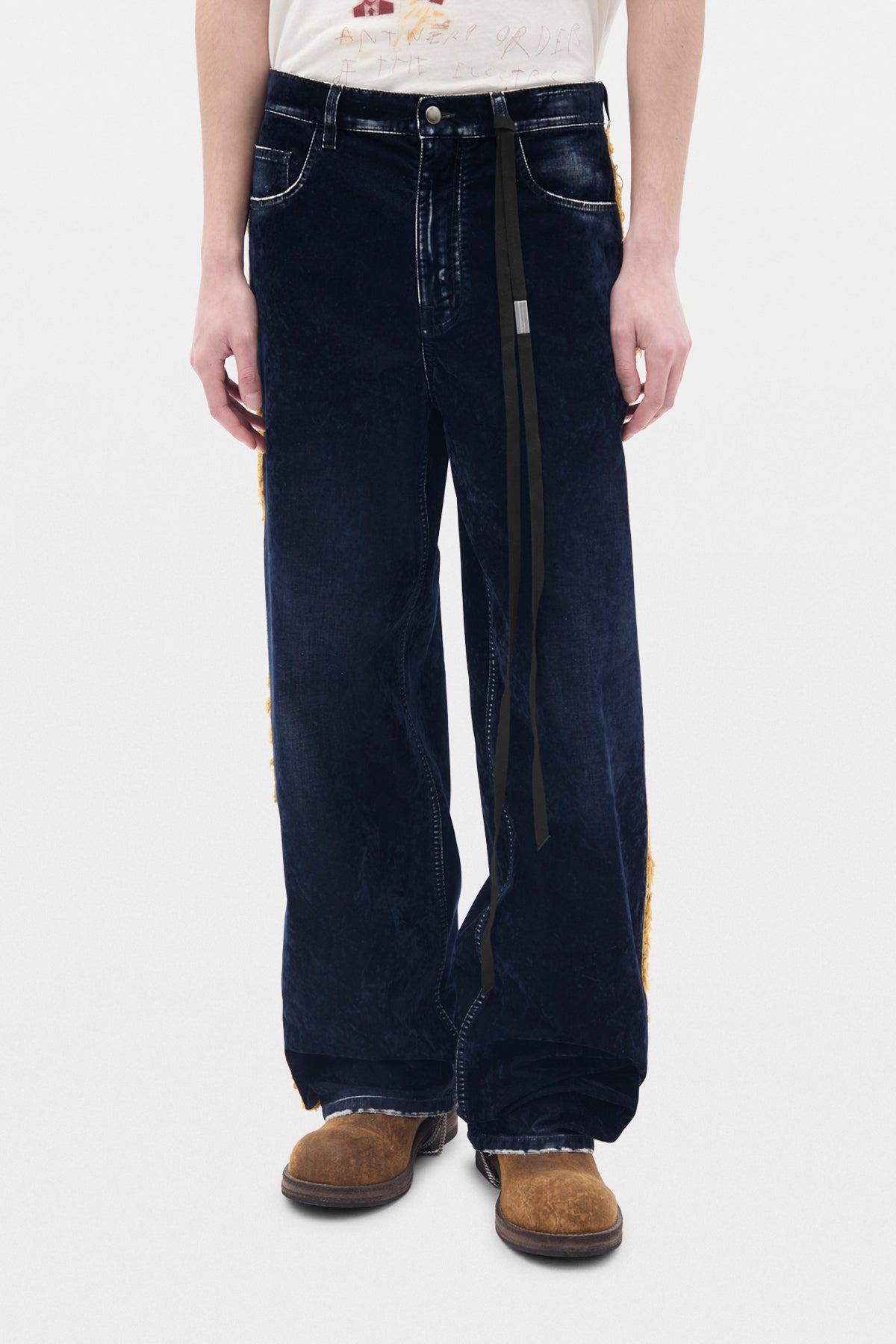 Hanno 5 Pockets Straight Leg Loose Trousers With Side Bands