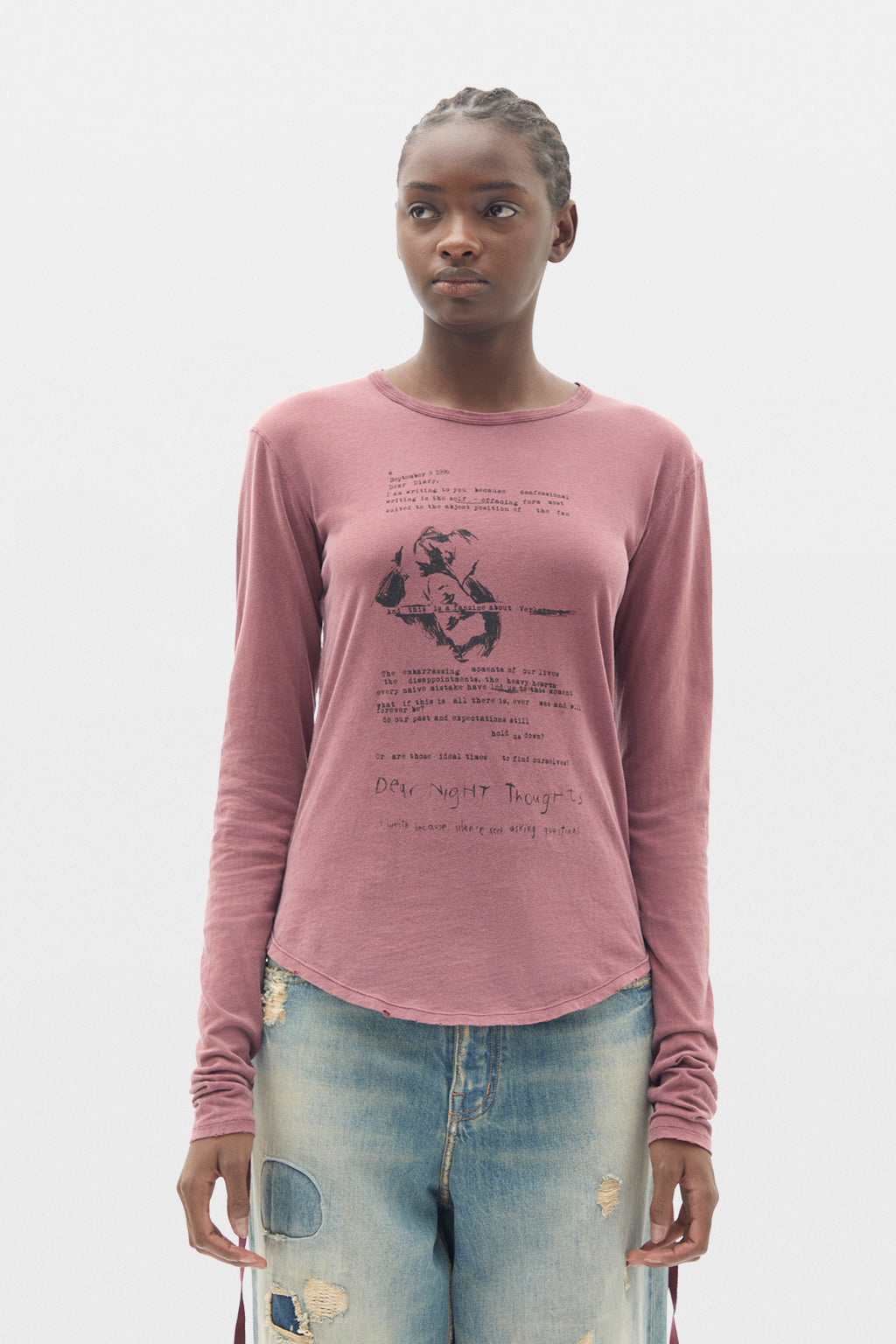 Dot Wrinkled Cropped Long Sleeves Top