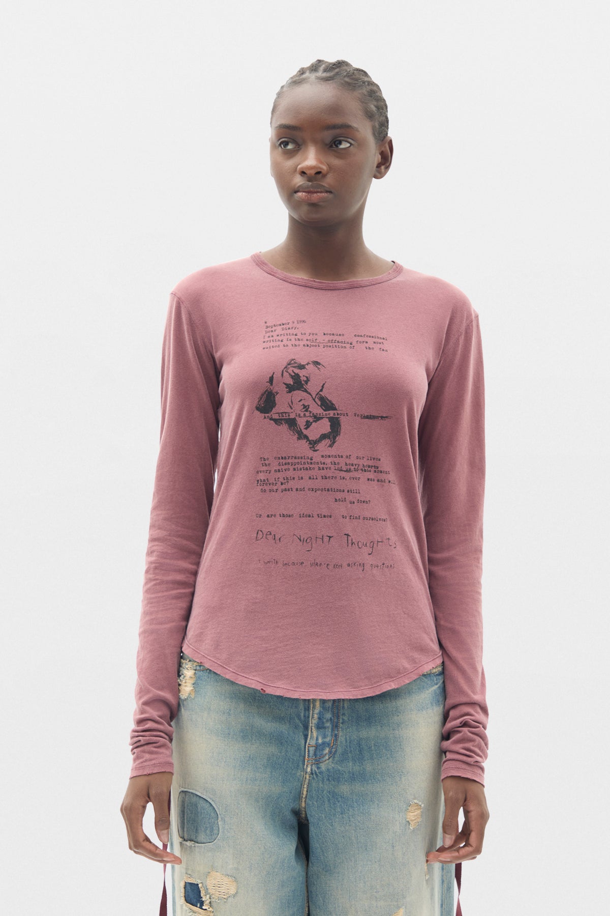 Dot Wrinkled Cropped Long Sleeves Top
