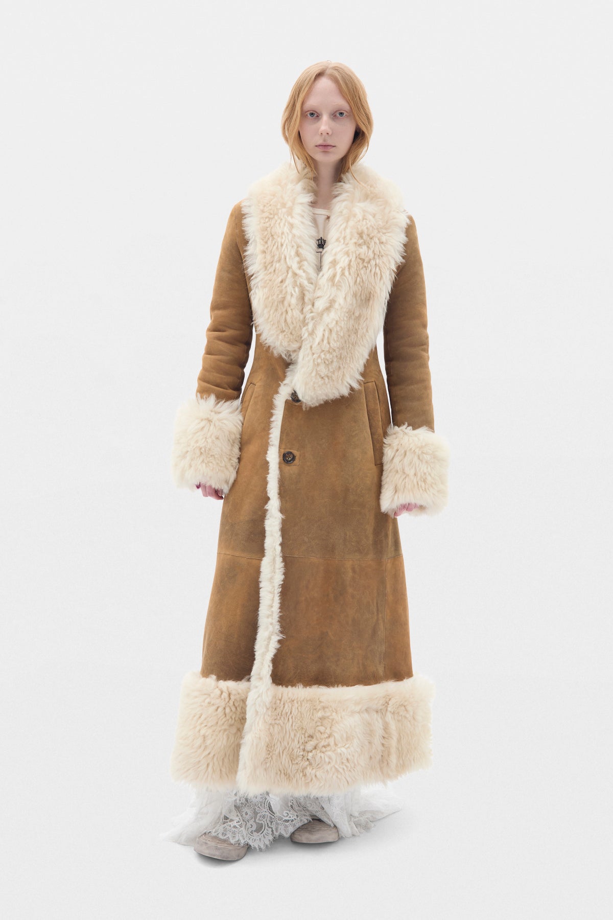 Zille Long Fur Coat with Shawl Collar
