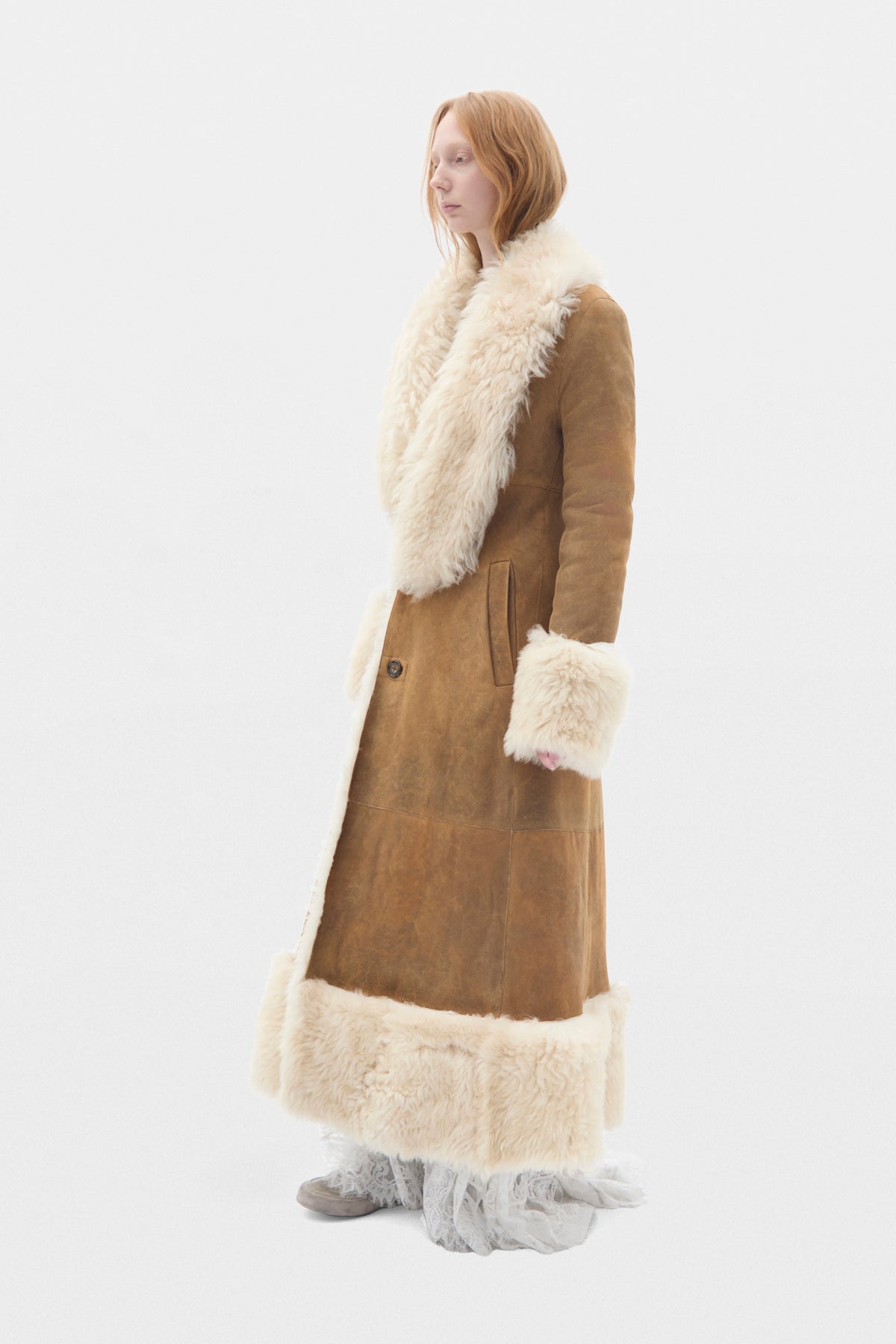 Zille Long Fur Coat with Shawl Collar