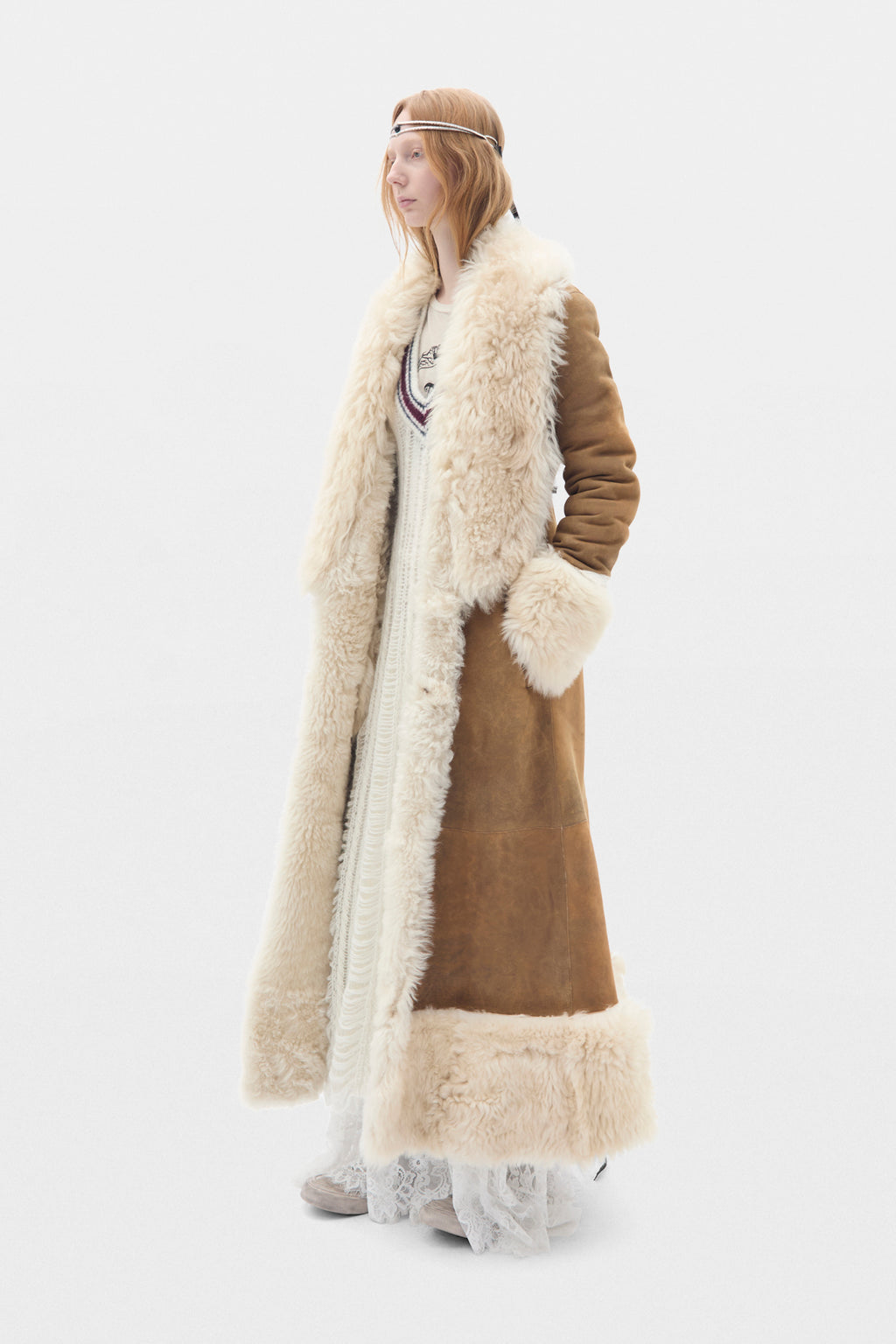 Zille Long Fur Coat with Shawl Collar