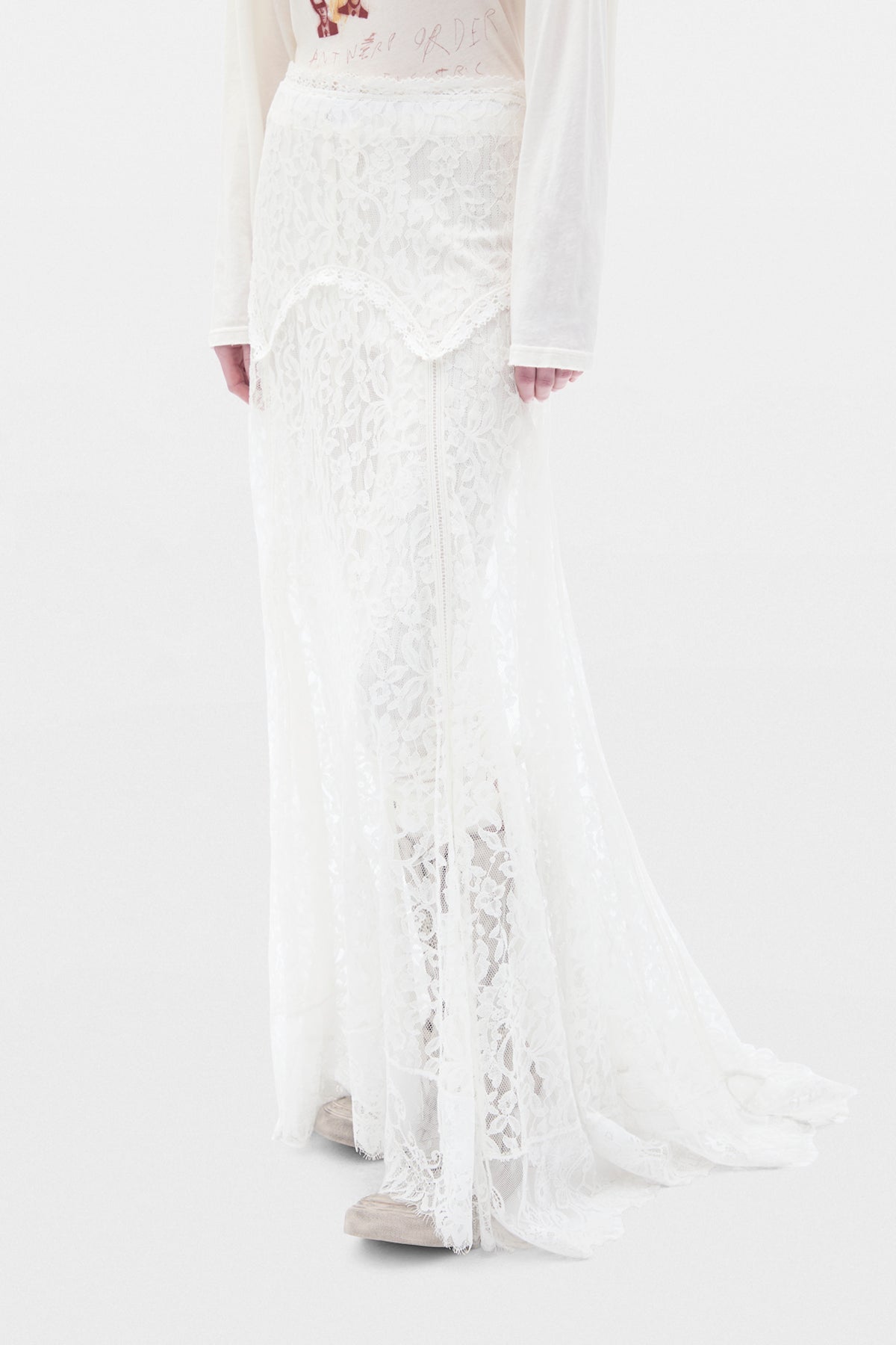 Helina X-Long Flared Panel Skirt with Lace Details