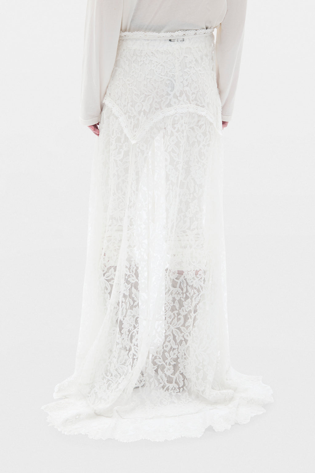 Helina X-Long Flared Panel Skirt with Lace Details